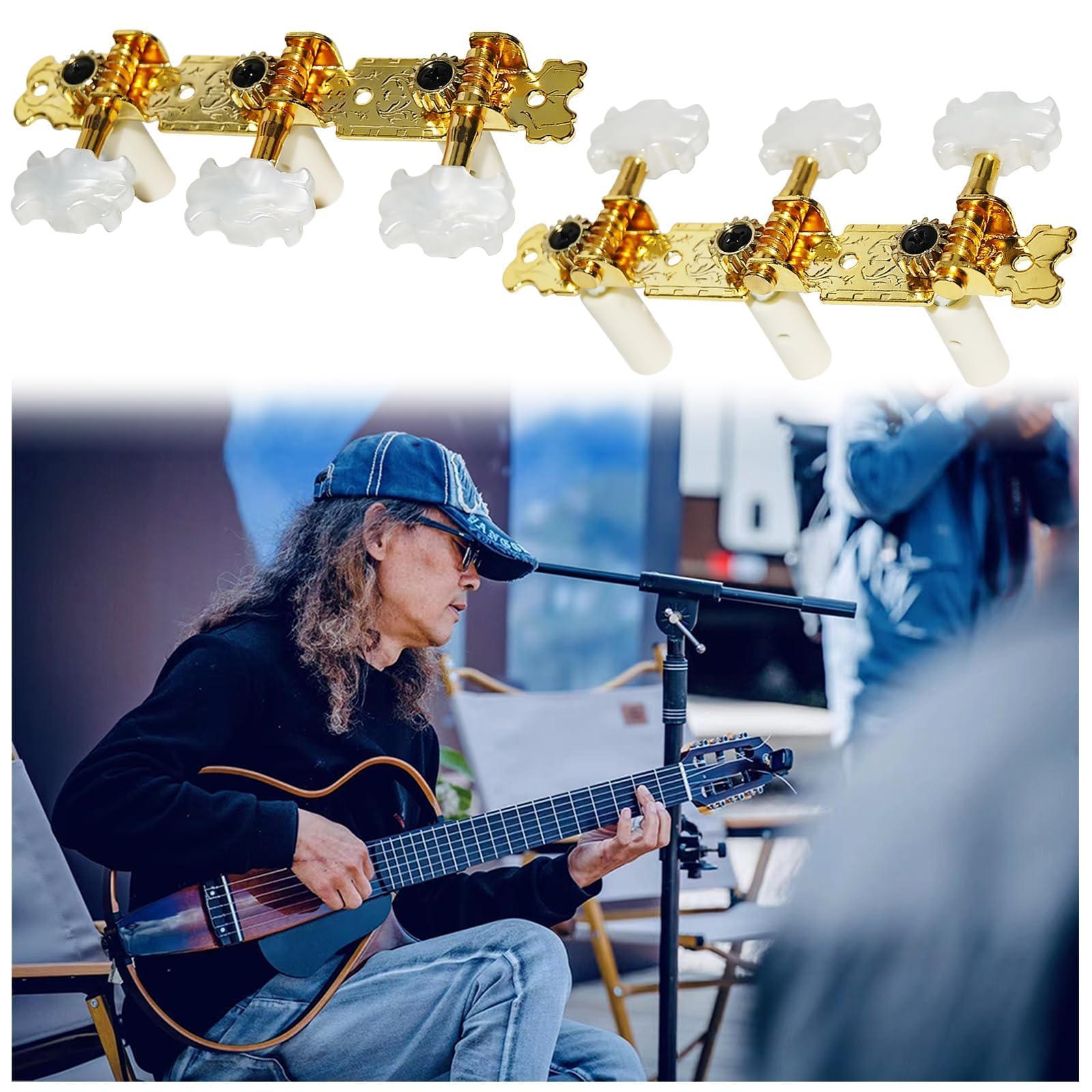 2 Pièces Mécaniques Pour Guitares Classiques, Accordage De Guitare Tuners, Cheville Guitare Tuning Pegs, Boutons De Cheville Guitare Tuning Pegs, Tuners Mécaniques (Forme De Nuage)