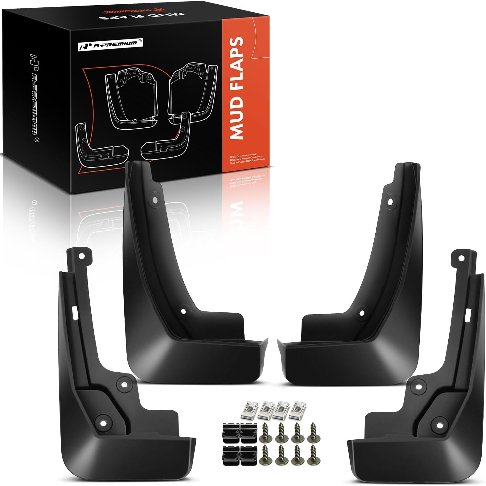 A-Premium Set of 4PCS Front and Rear Driver & Passenger Side Mud Flaps Splash Guards Mudguards Mudflaps with Hardware Kits Accessory Compatible with Chevrolet - 2019-2023 - Blazer, Black Color