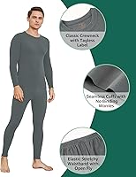 Vista 6 de INNERSY Conjunto de ropa interior térmica para hombre, ligero, capa base, pantalones largos para ejercicio de invierno