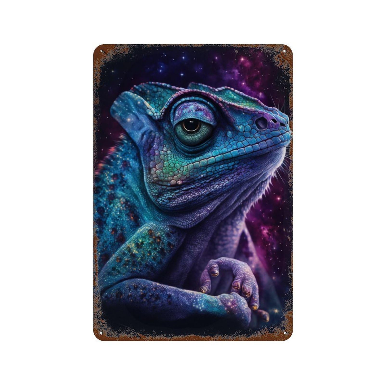 Galactic Lizard Art Print-19 Rustic Tin Plaque 11.8"x7.9", for Pub, Kitchen And Man Cave Decor, Vintage Wall Decor