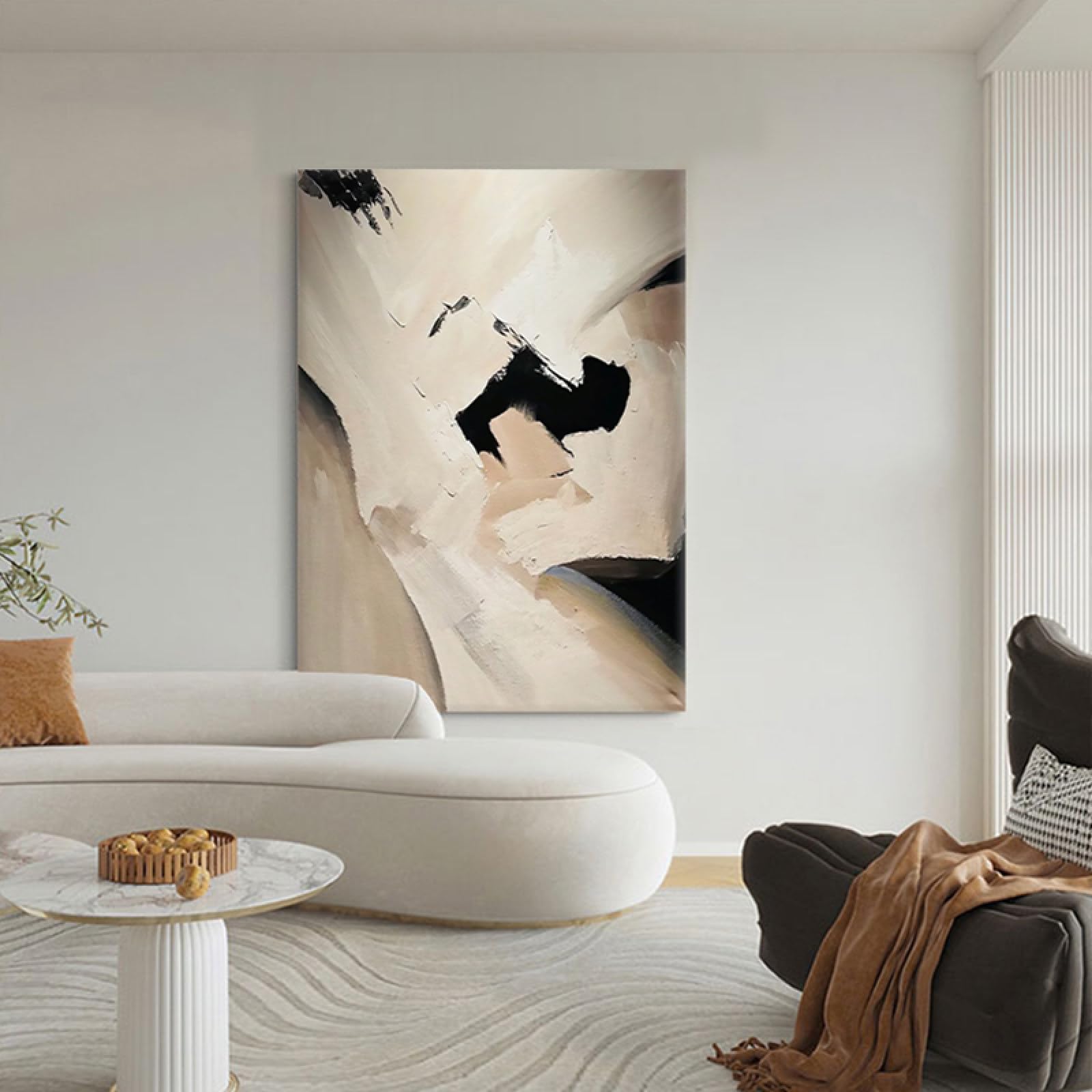Peinture à l'huile wabi-sabi pour réchauffer un mur blanc