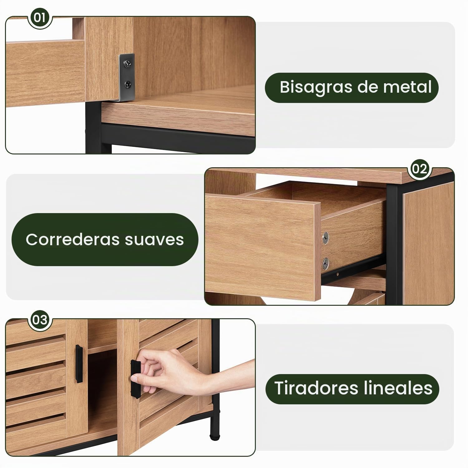 EUGAD Armario Bajo Lavabo, Mueble de Baño con Cajón y Puertas de Rejillas, con Recorte Sifón y Estante Ajustable, 60x30x60 cm, Roble Claro