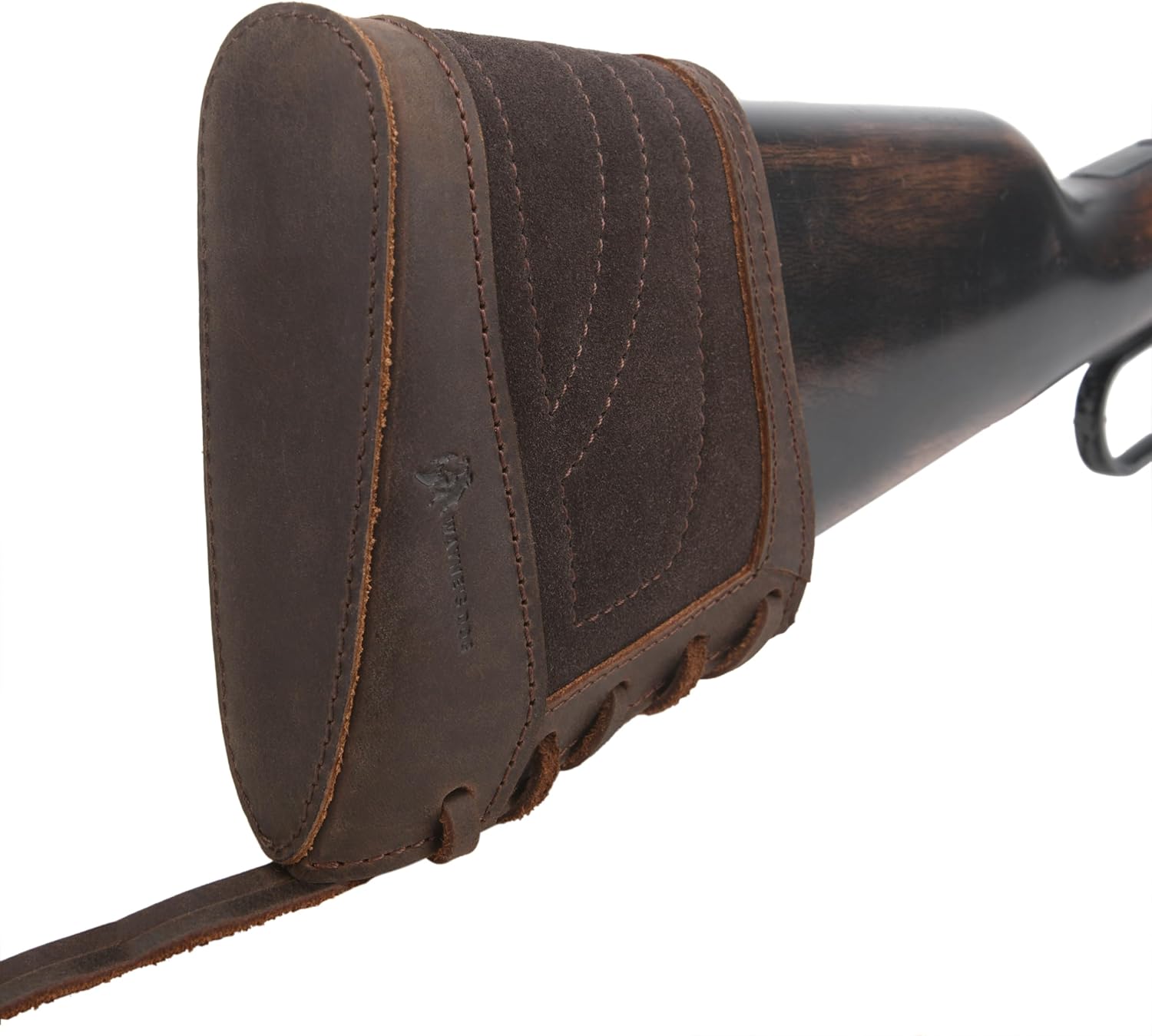 Chocolate Color Slip On Recoil Pad with Sling, Leather Canvas Buttstock Extension Recoil Reduction Pad with Straps