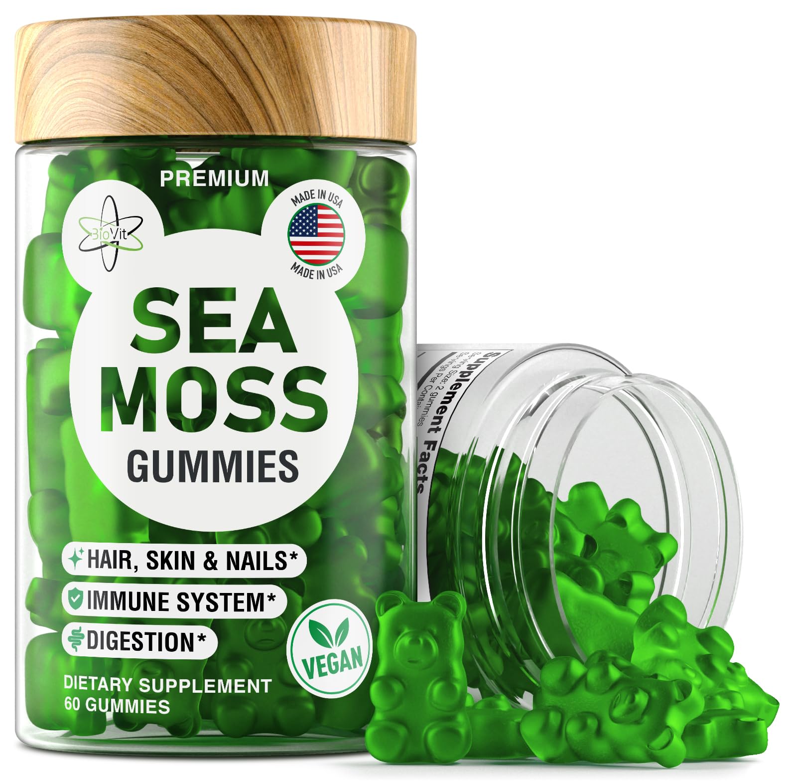 サプリメント(フィトビューティー)&イーシーグリーン Amazon.com: BioVit Sea Moss Gummies - Wildcrafted Irish Sea Moss