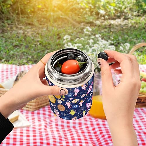 Miniatura 5 de Cute Space Little Kids Womens Insulated Food Jar with Spoon 17oz500ml Keep Warm Food Containers Stainless Steel Vacuum Portable Food Storage for