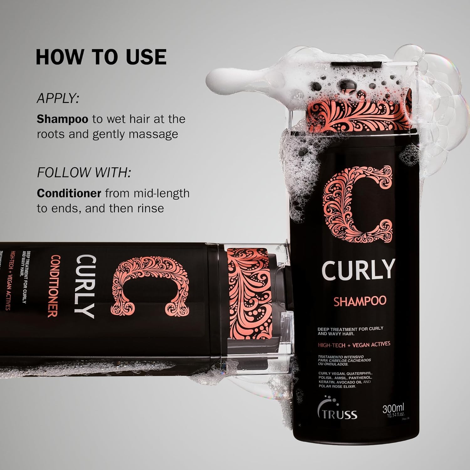 TRUSS Curly Hair Shampoo with Keratin & Avocado Oil, 10.14 fl oz