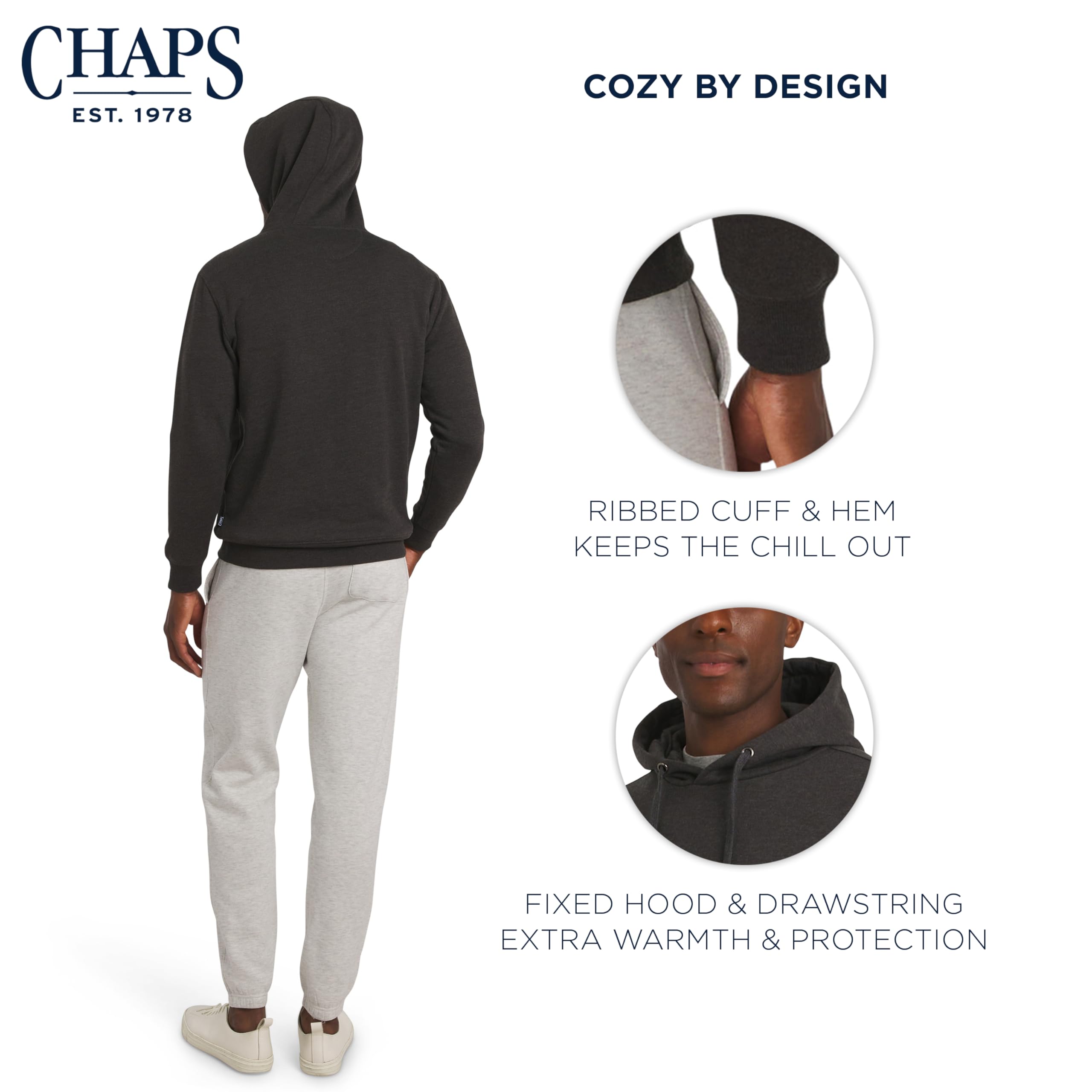 Chaps Herren Everyday Classic Casual Super Soft Fleece Midweight Hooded Sweater Pullover