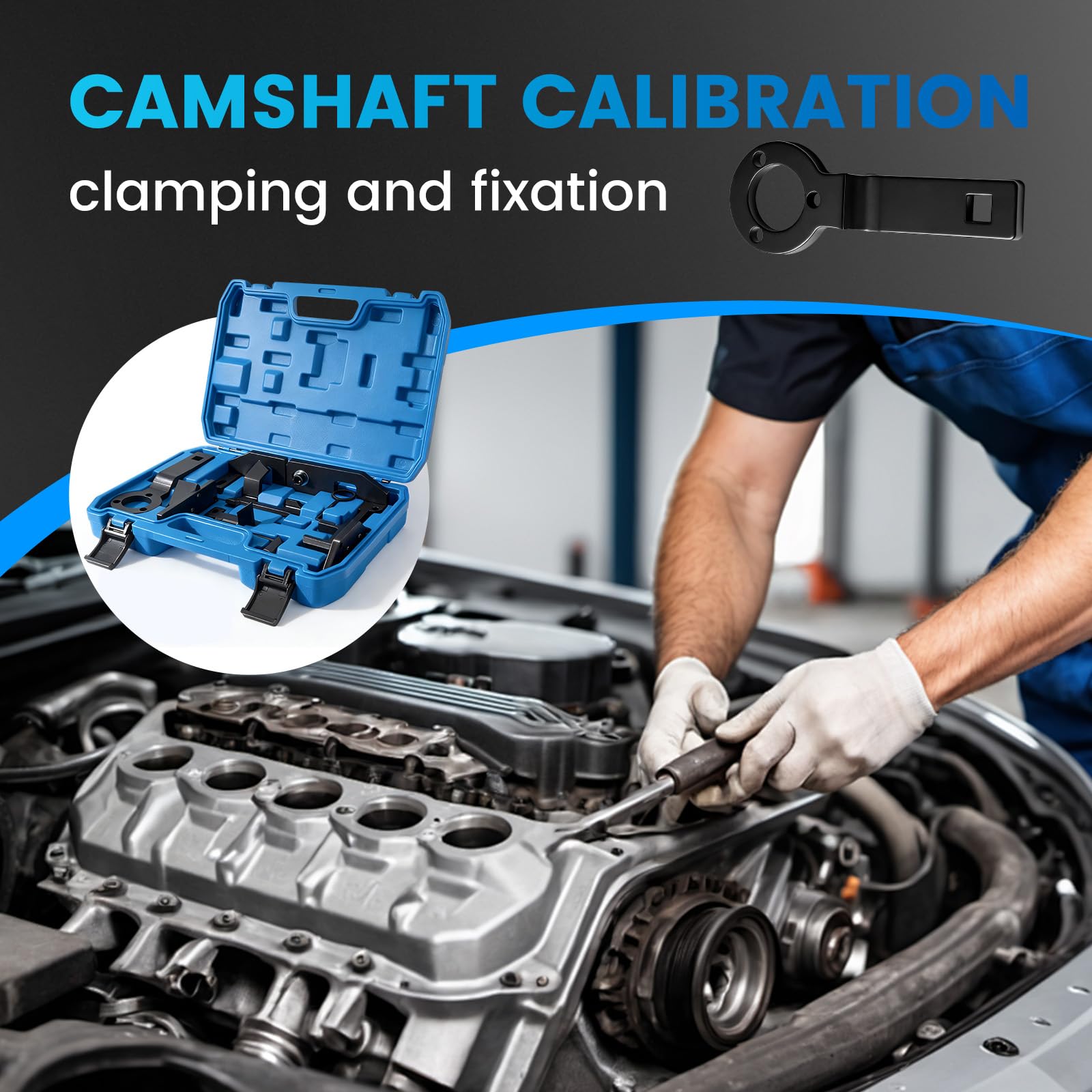 Outil de Calage et de Blocage d'Arbre à Cames Moteur, Kit de Calage de Distribution Compatible avec Citroen Peugeot Opel 1.0 1.2 VTi PureTech EB0 EB2 3 Cylindres Essence, Incl. Outil Vilebrequin