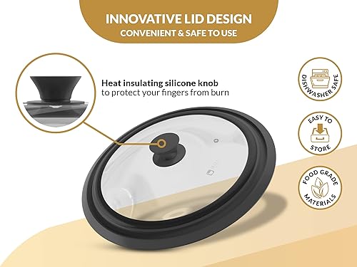 Miniatura 4 de BELLA COOKS Tapa universal para olla (juego de 2) incluye 2 trapos de algodón, se adapta a utensilios de cocina de 7 a 11 pulgadas, tapa de olla,