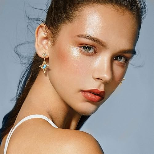Vista 2 de Sonateomber Aretes colgantes con forma de estrella para mujer, de moda, únicos, brillantes, diamantes de imitación, regalo de joyería de moda