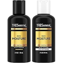 TRESemm&eacute; Travel Essentials, Rich Moisture Shampoo and Conditioner Set, Hydrating Hair Detangler with Hyaluronic Acid, 3 Oz Ea