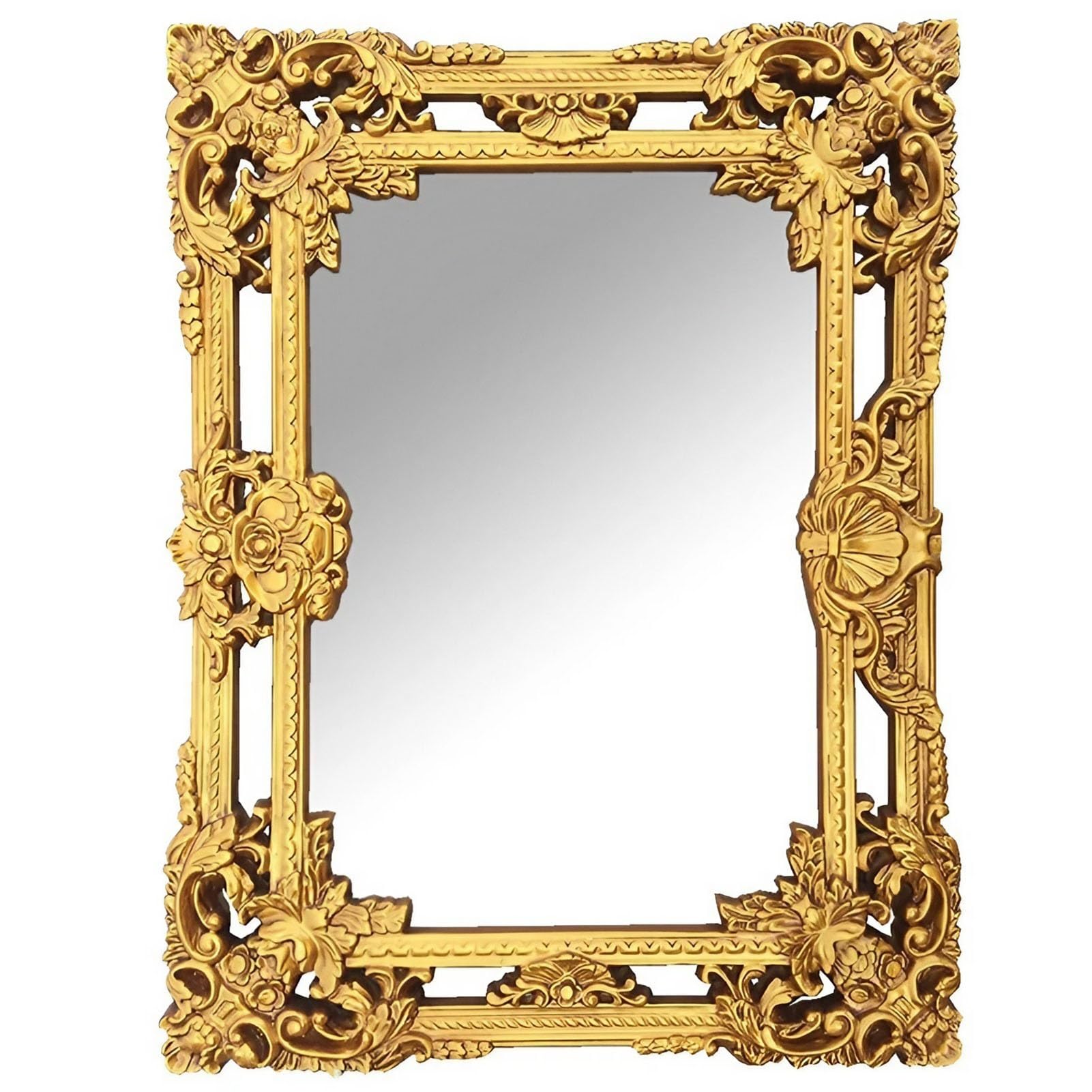 FGXHHS 36×28 inch Large Rectangular Vintage Decorative Wall Mirror, Traditional Ornate Gold Mirror for Decor, Antique Baroque Living Room Bedroom Entryway Hallway
