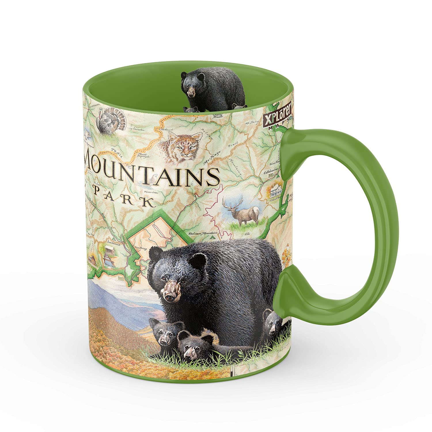 Xplorer Maps Great Smoky Mountains National Park Ceramic Mug (Large 16oz) Coffee Cup, Tea, Cocoa, Hot Chocolate, Brew Mugs, and Cold Drinks, BPA-FREE - For Office, Home, Gift (Individual Mug)