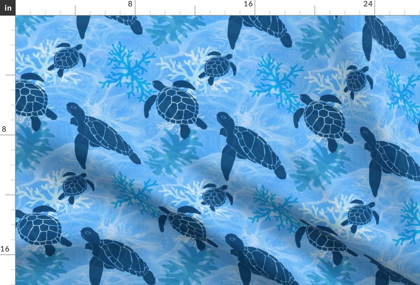Spoonflower Fabric - Sea Turtle Dreams Tropical Island Ocean Life Turtles Beach Printed on Minky Fabric by The Yard - Sewing Baby Blankets Quilt Backing Plush