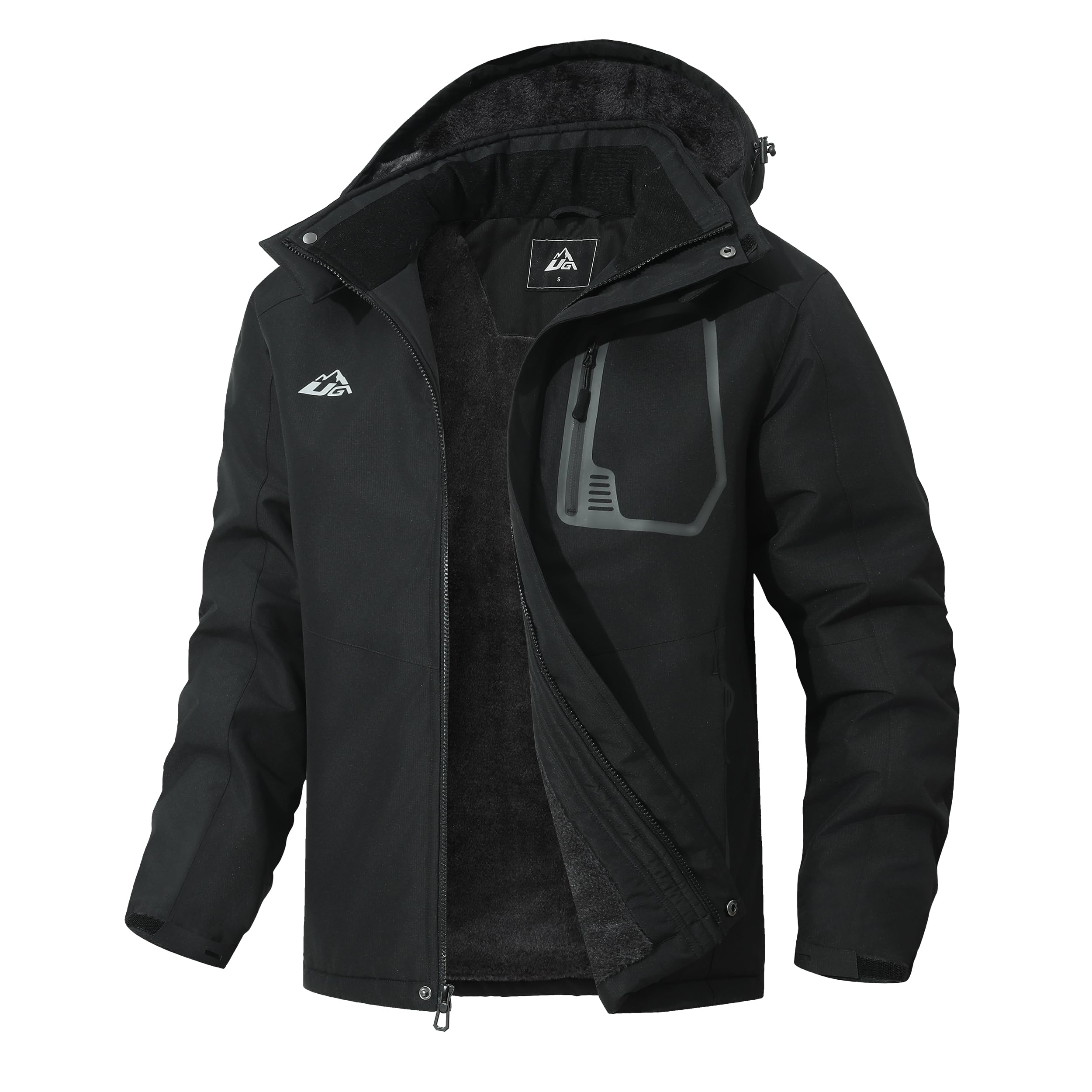 Mens Winter Ski Jacket Waterproof Snow Coat Adjustable Hood Multiple Pockets for Cold Weather Protection