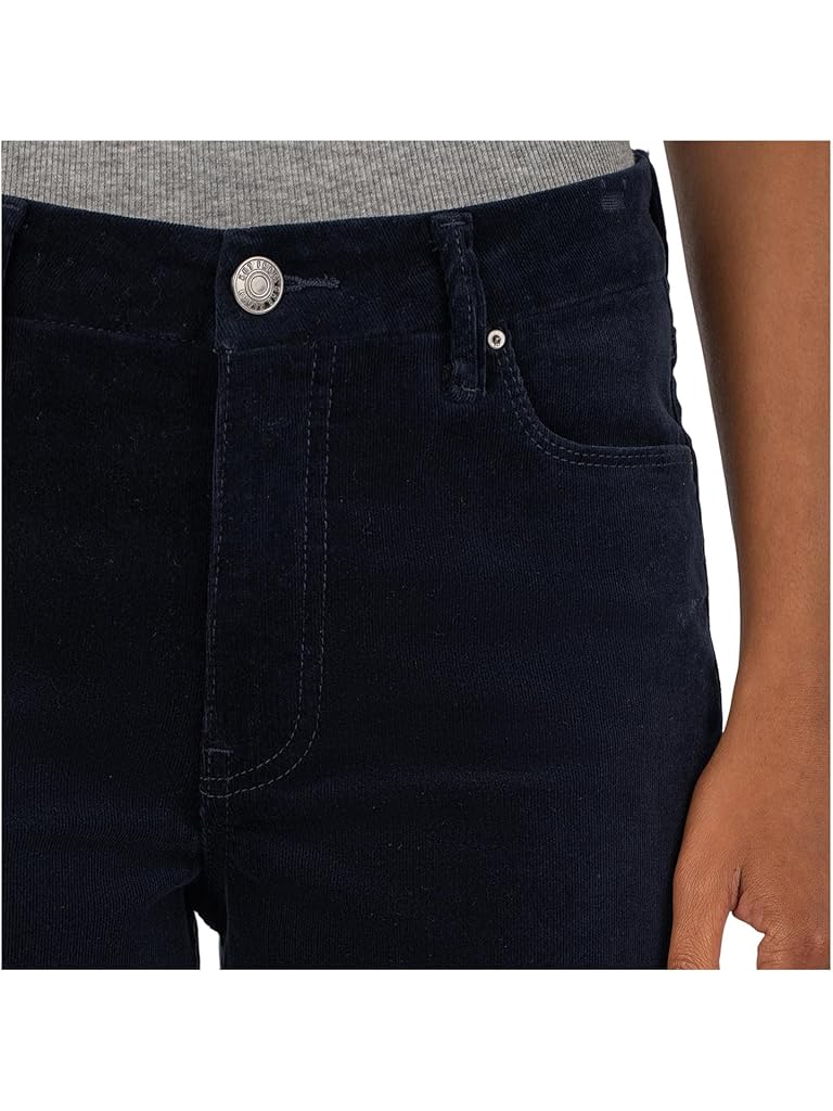 Navy KUT from the Kloth Meg High-Rise Fab Ab Wide Leg Raw Hem-Long Inseam in Navy