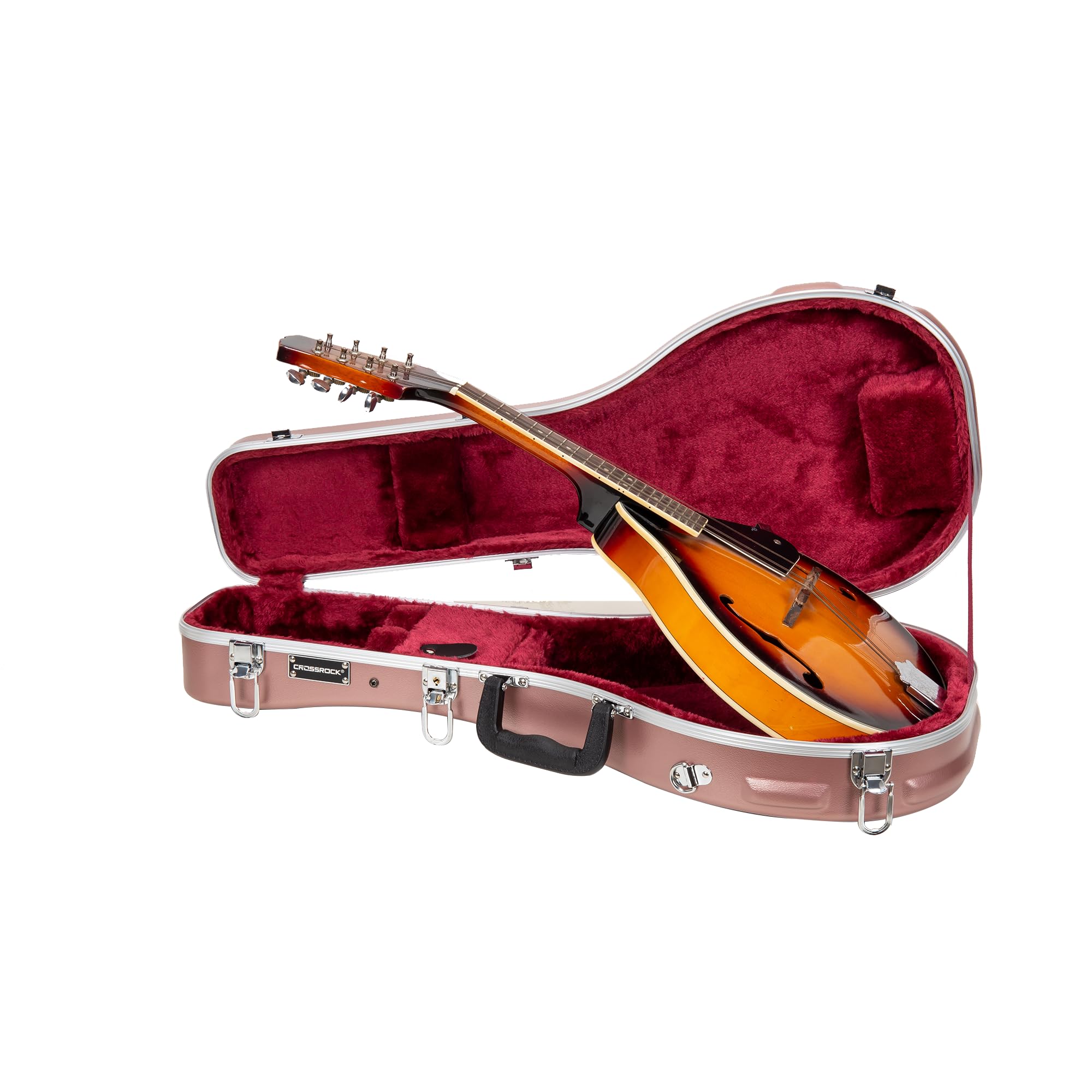 Crossrock F-Style Mandolinenkoffer | ABS-Hartschalenkoffer mit Sicherheitsverschluss, Metallfüßen und abnehmbaren Gurten