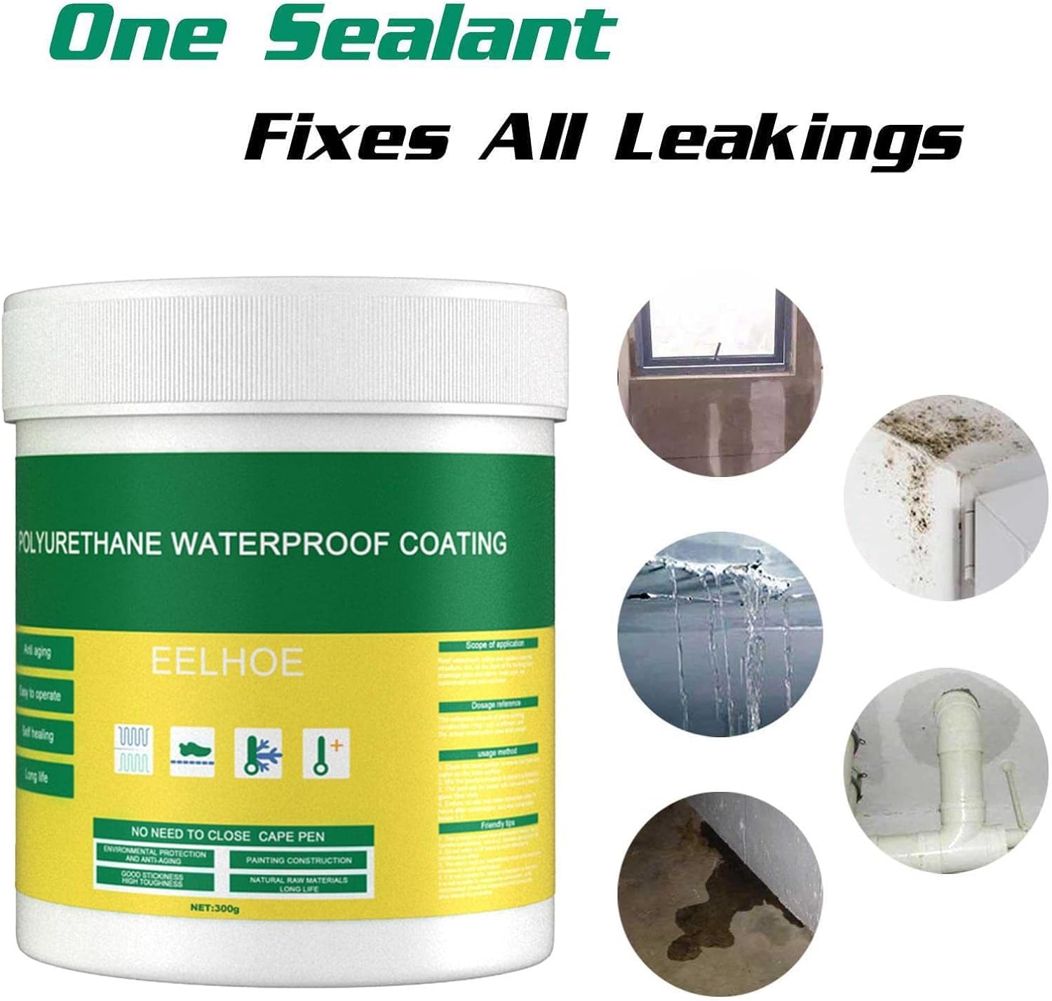 Eelhoe Super Sealant Invisible Waterproof Insulation Agent Sealant, With  Brush, Polyurethane Coating For Bathroom, Toilet, Tiles, Walls, Roof Repair  300G : Amazon.ae