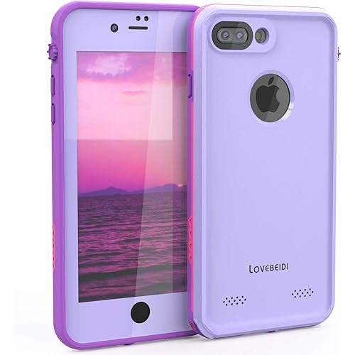 for iPhone 8 7 Plus Waterproof Case Cover Built-in Screen Protector Fully Sealed Life Shockproof Snowproof Underwater Protective Cases for iPhone iPhone 8 7 Plus 5.5" (Purple/Rose/Orchid)