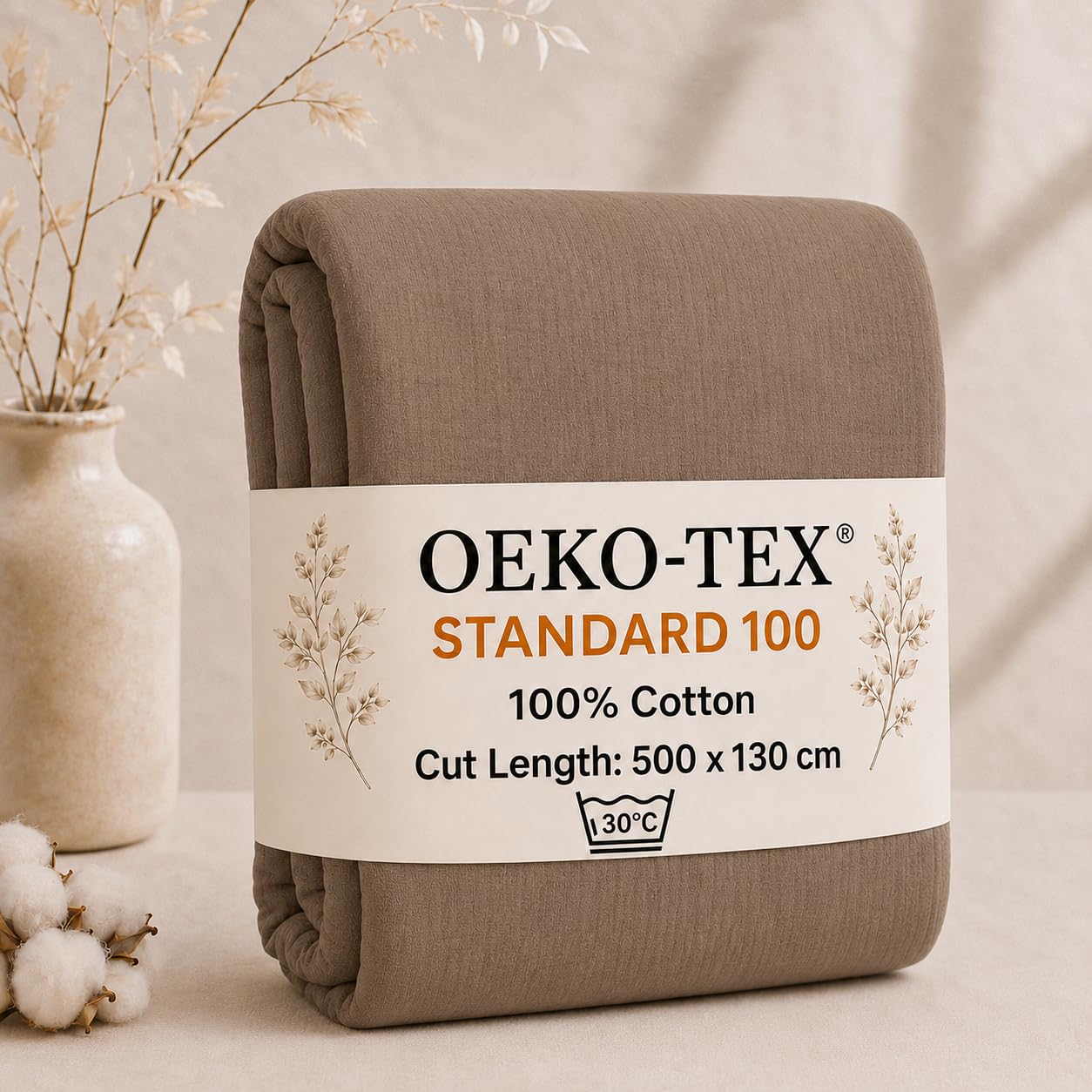 StoffBook braun gauze Baumwollstoff oeko-tex, musselin Stoff zum nähen, baby- und Kinderstoffe, crinkle Gaze für Kinder & Babykleidung, e476