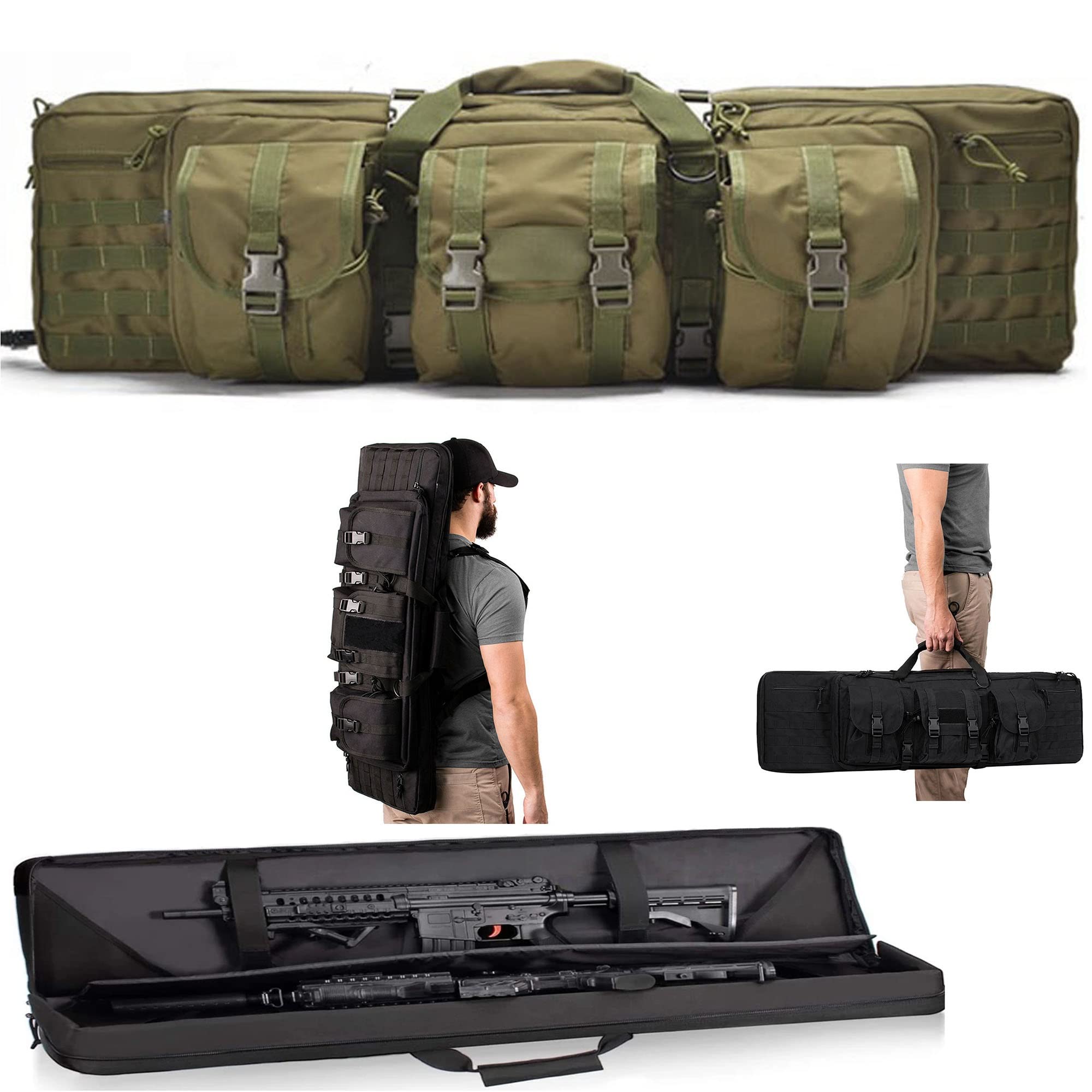 Funda Doble para Rifle Funda para Rifle Lal Aire Libre Funda Acolchada Suave para Escopeta Funda para Rifle de Airsoft/Green/118Cm
