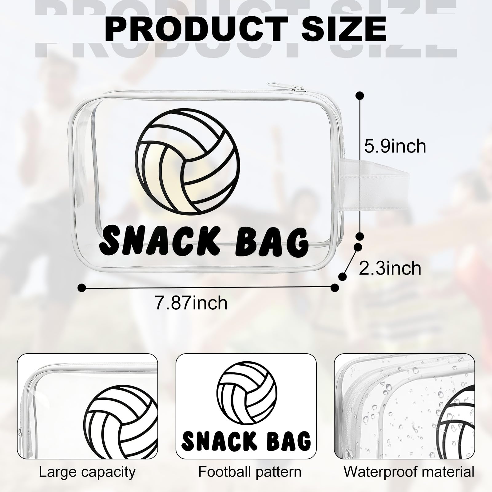 Goroovr 12 Pcs volleyball Snack Bags with Handles Zipper Reusable Sealed Stand-Up Goody Bags Clear PVC Waterproof volleyball party favors for Team Practice/Game Day, Gifts for volleyball Lovers, Players