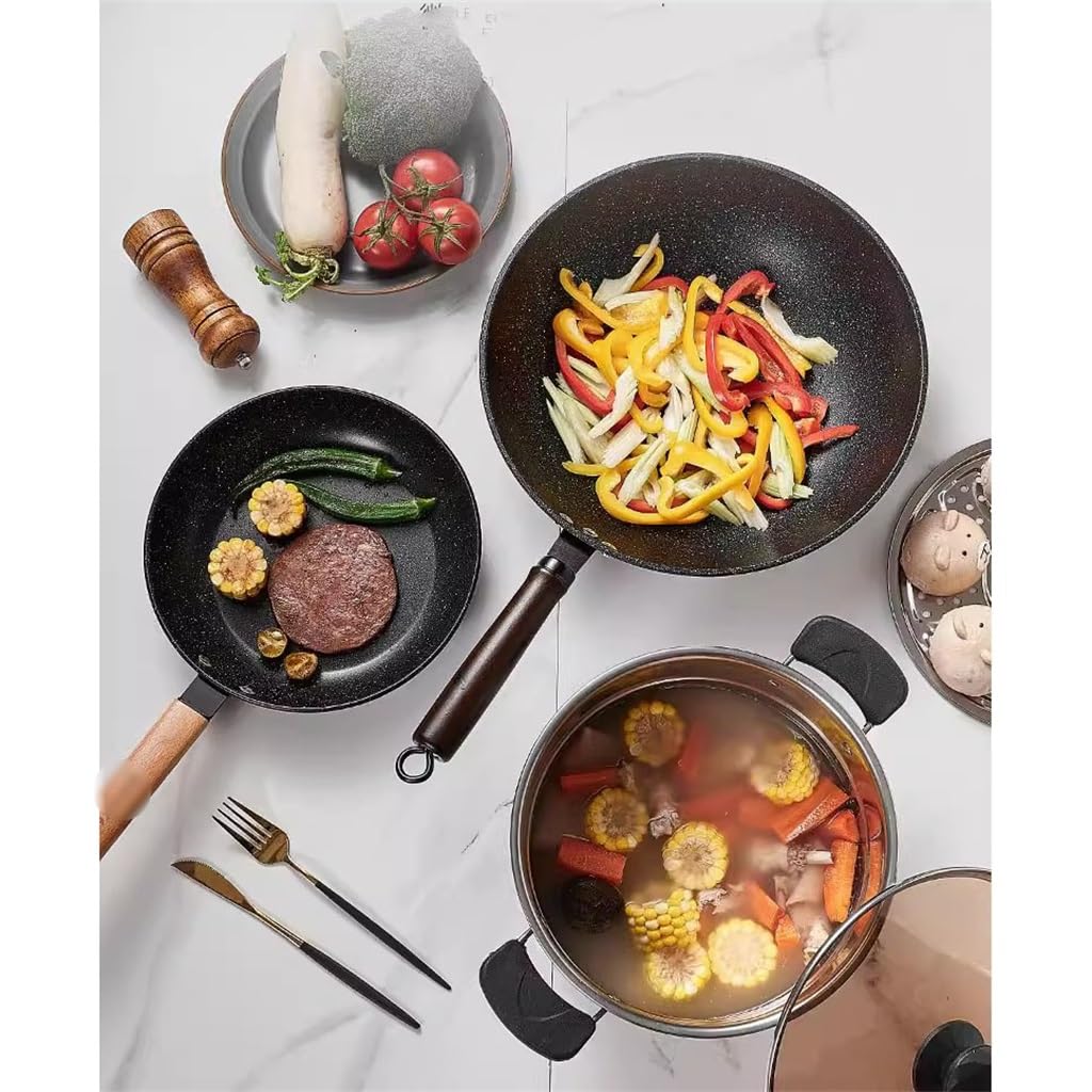 Ensemble Complet de cuisinière antiadhésive Domestique, cuisinière à Induction, Trois Ensembles de poêles à Soupe