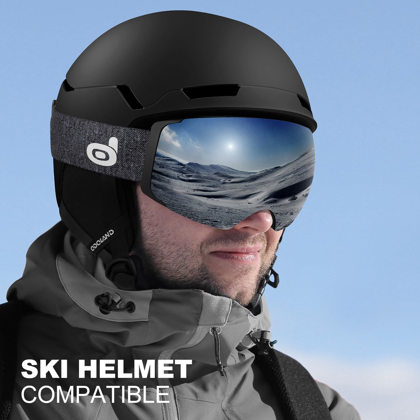 Odoland Kit de Lunettes de Ski Magnetique, avec Lentille Détachable, Masque de Snowboard Hommes et Femmes, Anti-UV400, Anti-Buée, Coupe-Vent, Lunettes de Protection Sphérique