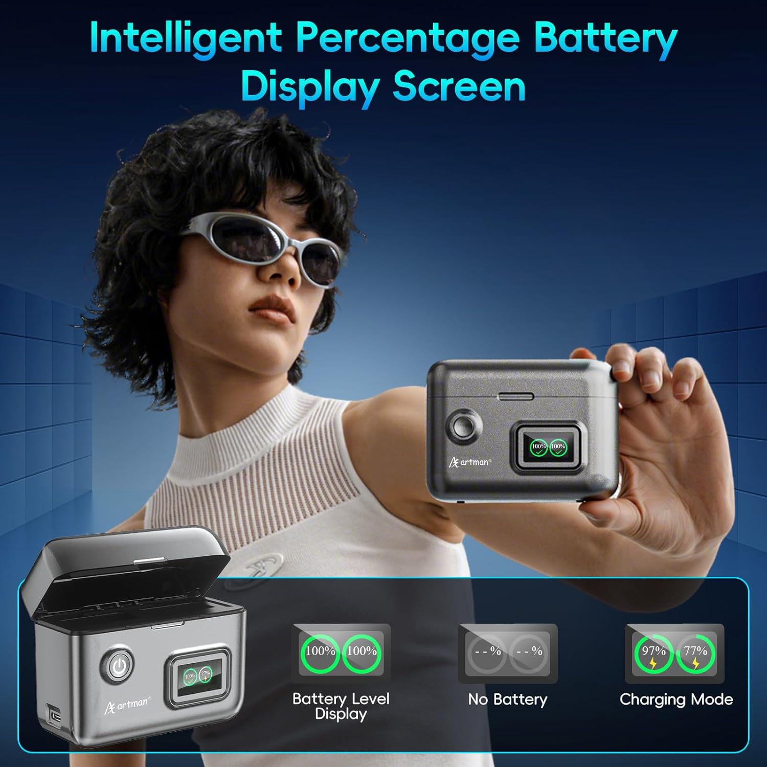 Artman LP-E10 Battery 1600mAh 2-Pack and 1.5H 2-Slot LCD Charger for Canon EOS Rebel T7 T6 T5 T3 T100,Kiss X50 X70 X70 X80 X90,EOS 1100D 1200D 1300D 1500D 2000D 3000D 4000D Camera, Battery Percentage