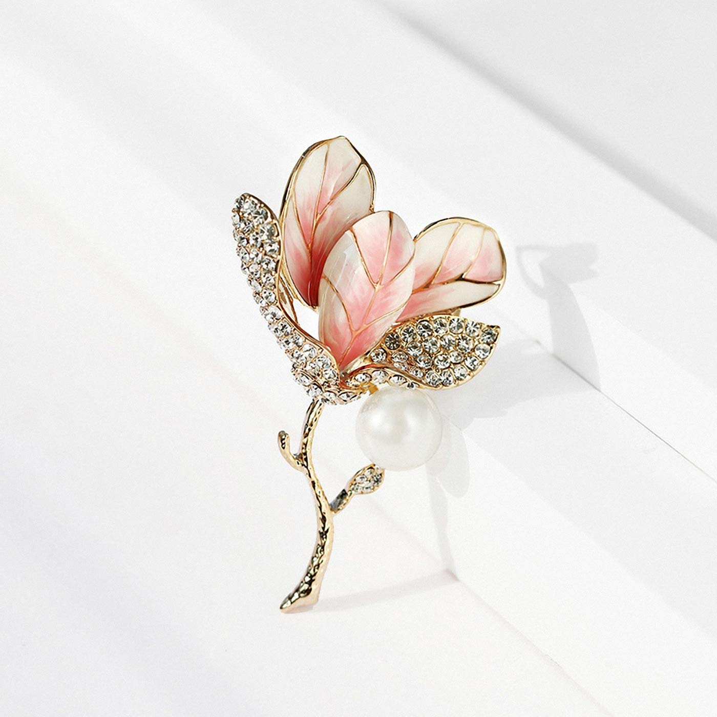 Tulpe Blume Emaille Pin Broach Strass Kristall Frauen Broschen Pins