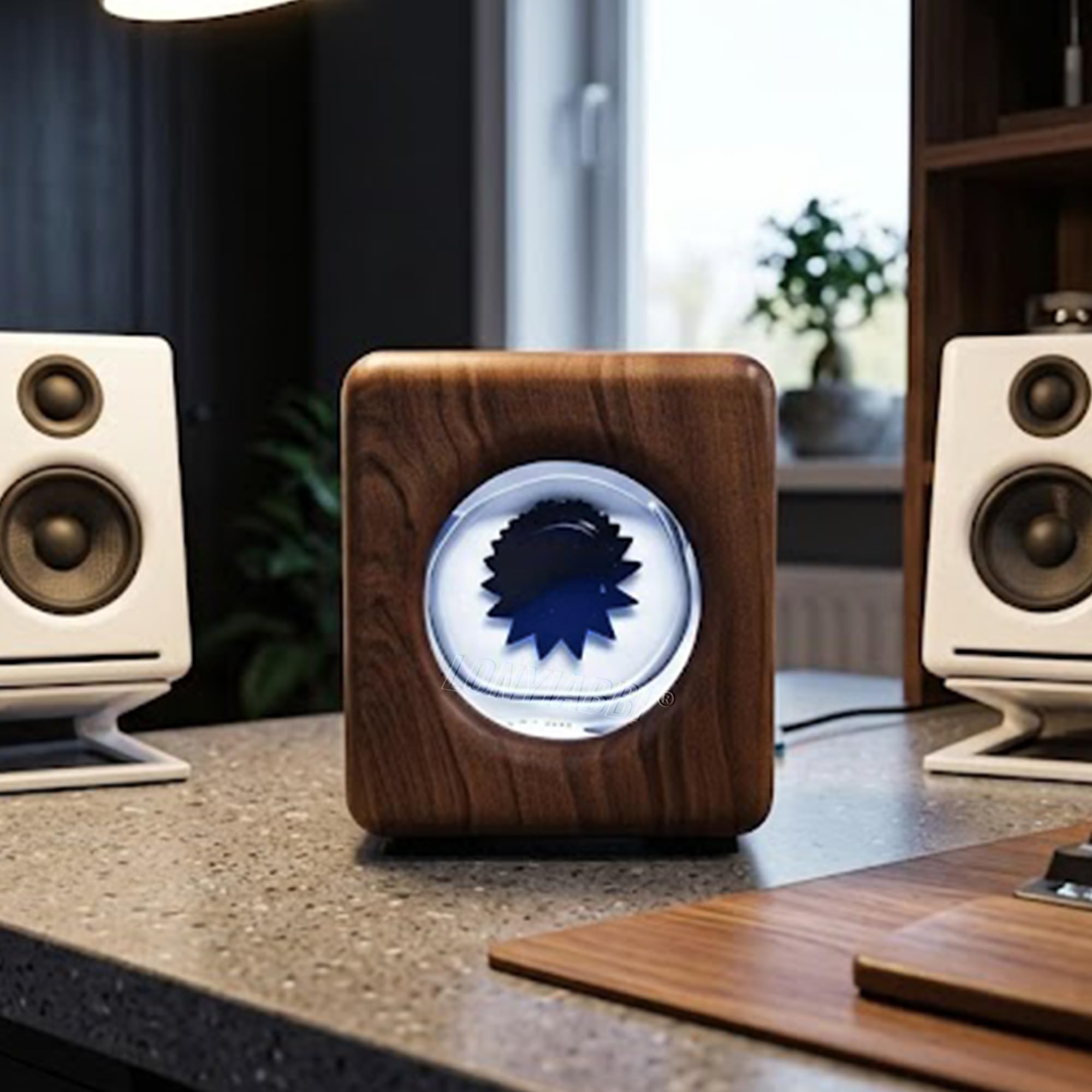 Visualizzatore Sonoro Ferrofluido – Display Audio-Reattivo in Legno Naturale di Noce Fatto a Mano, Lampada Ritmica a Liquido Magnetico, Non è un Altoparlante — Legno di Noce | Legno di Noce Naturale, Movimento Musicale Interattivo, Oggetto da Scrivania, A