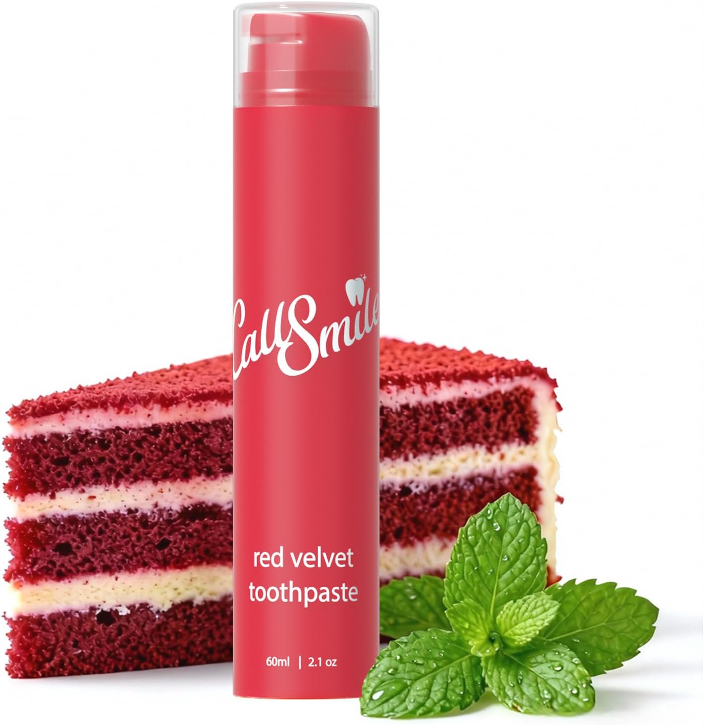 Red Velvet-Flavored, Fluoride-Free Toothpaste, Easy-Press Pump, 60g - Fruity Flavors, No SLS, Non-Toxic, No Sweeteners, for Adults & Kids, Gentle for Sensitive Teeth, Valentine's Day Gifts