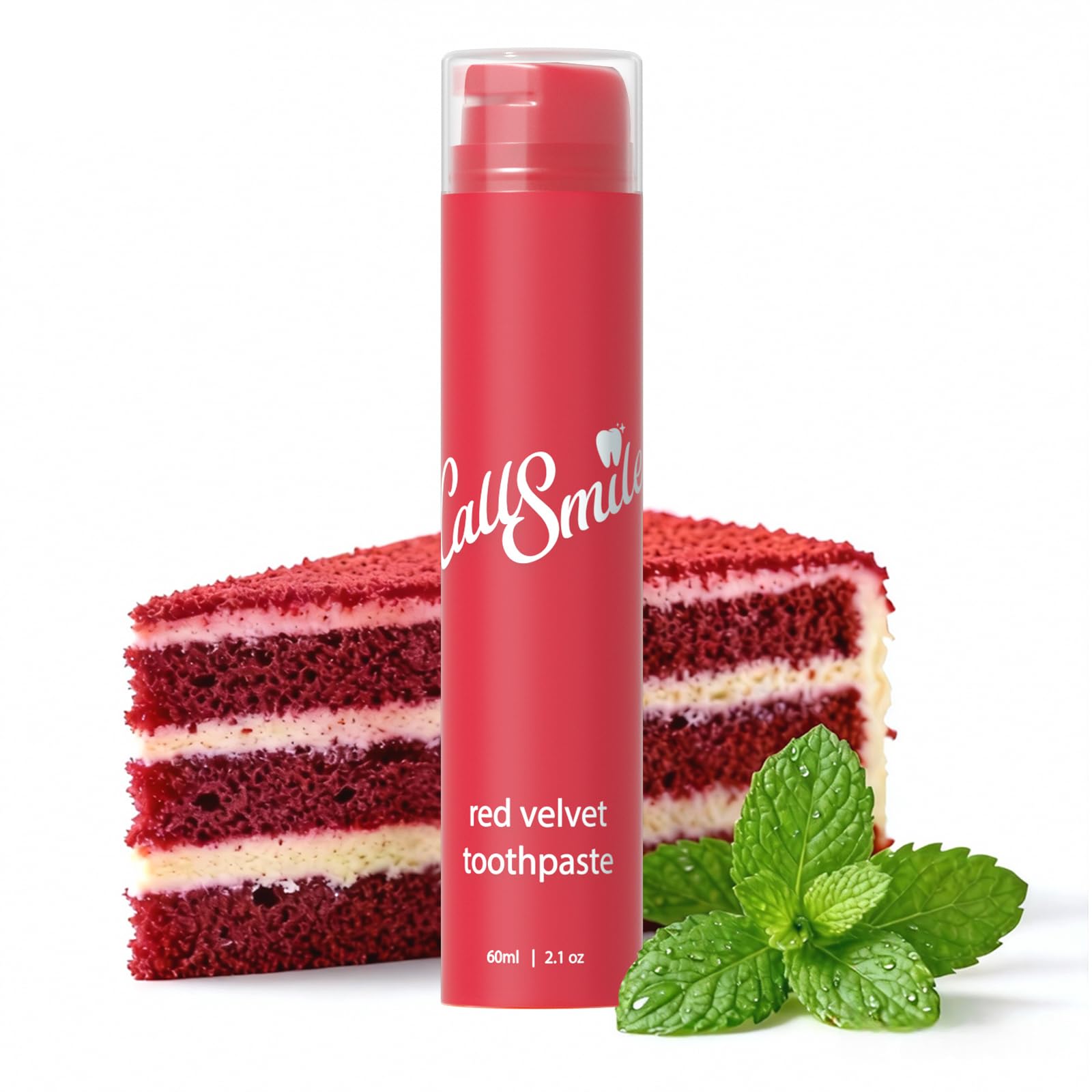 Red Velvet-Flavored, Fluoride-Free Toothpaste, Easy-Press Pump, 60g - Fruity Flavors, No SLS, Non-Toxic, No Sweeteners, for Adults & Kids, Gentle for Sensitive Teeth, Valentine's Day Gifts