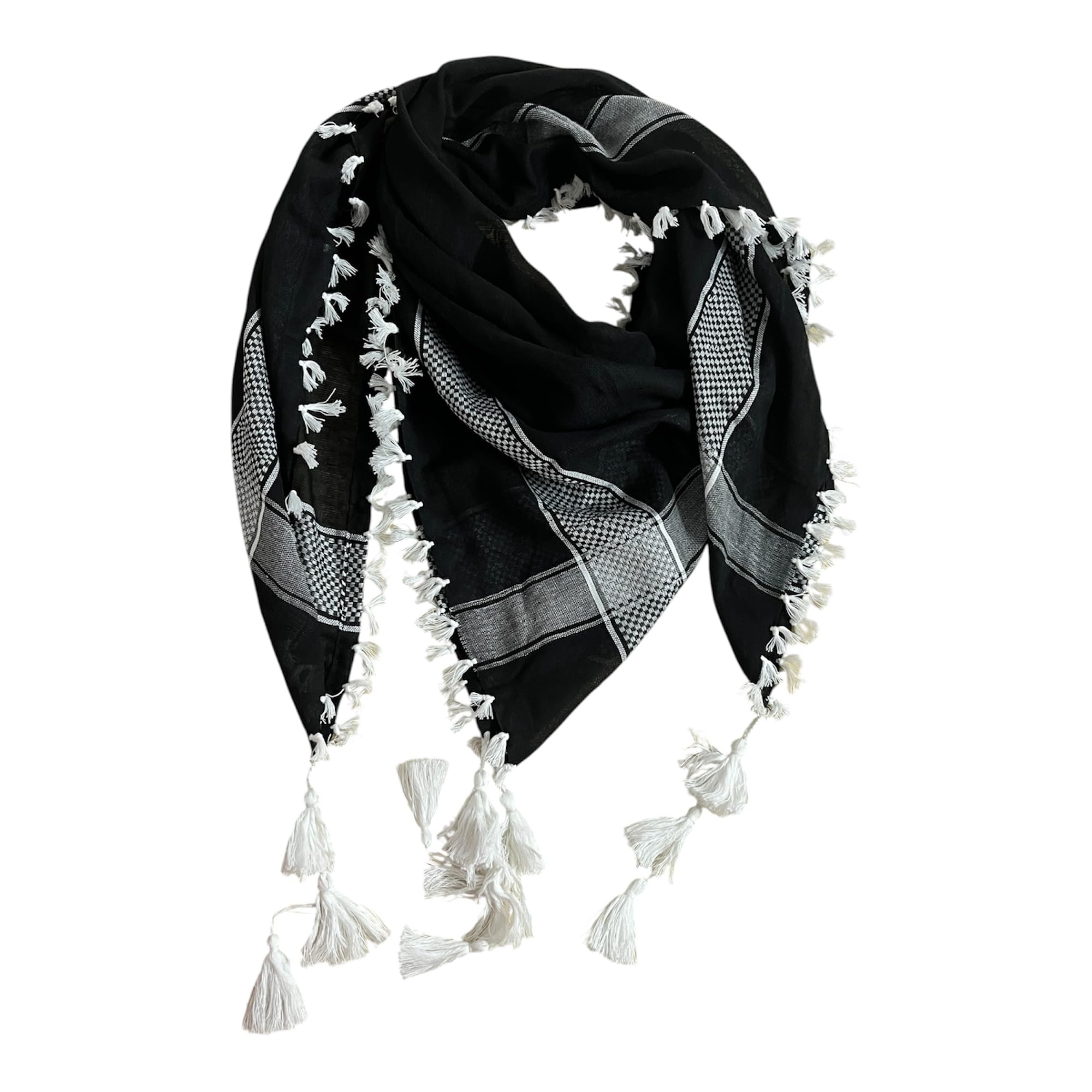 Premium Cotton Keffiyeh Scarf for Men & Women | 48 x 48 Inch Arab Shemagh Tactical Desert Head Wrap | Soft Breathable Lightweight Palestinian Style Neck Scarf-image-16