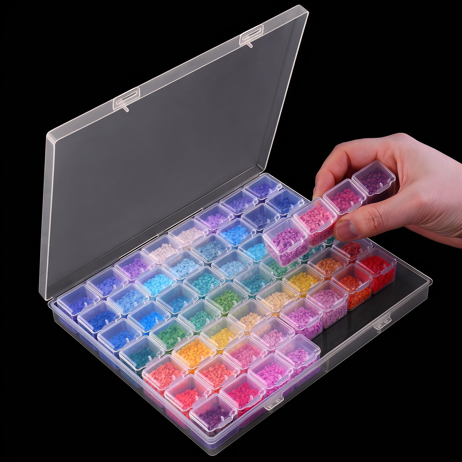 RJ-Sport 56 Grids Diamond Art Bead Organizer Box, Compact & Portable Clear Plastic Case for Jewelry & Gems Storage and Organizing-image-47