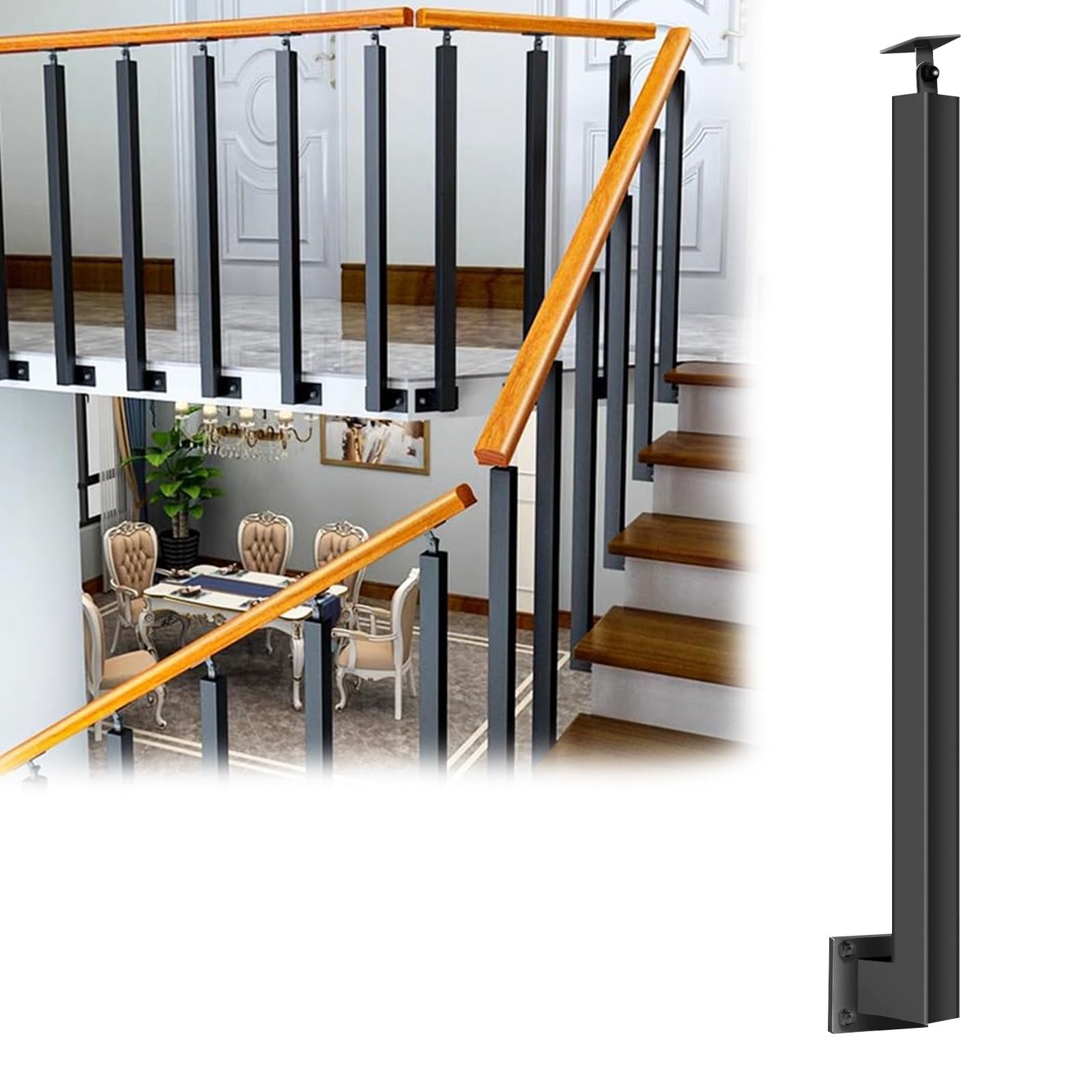 Barreaux métalliques noirs 105 cm pour escalier intérieur et terrasse