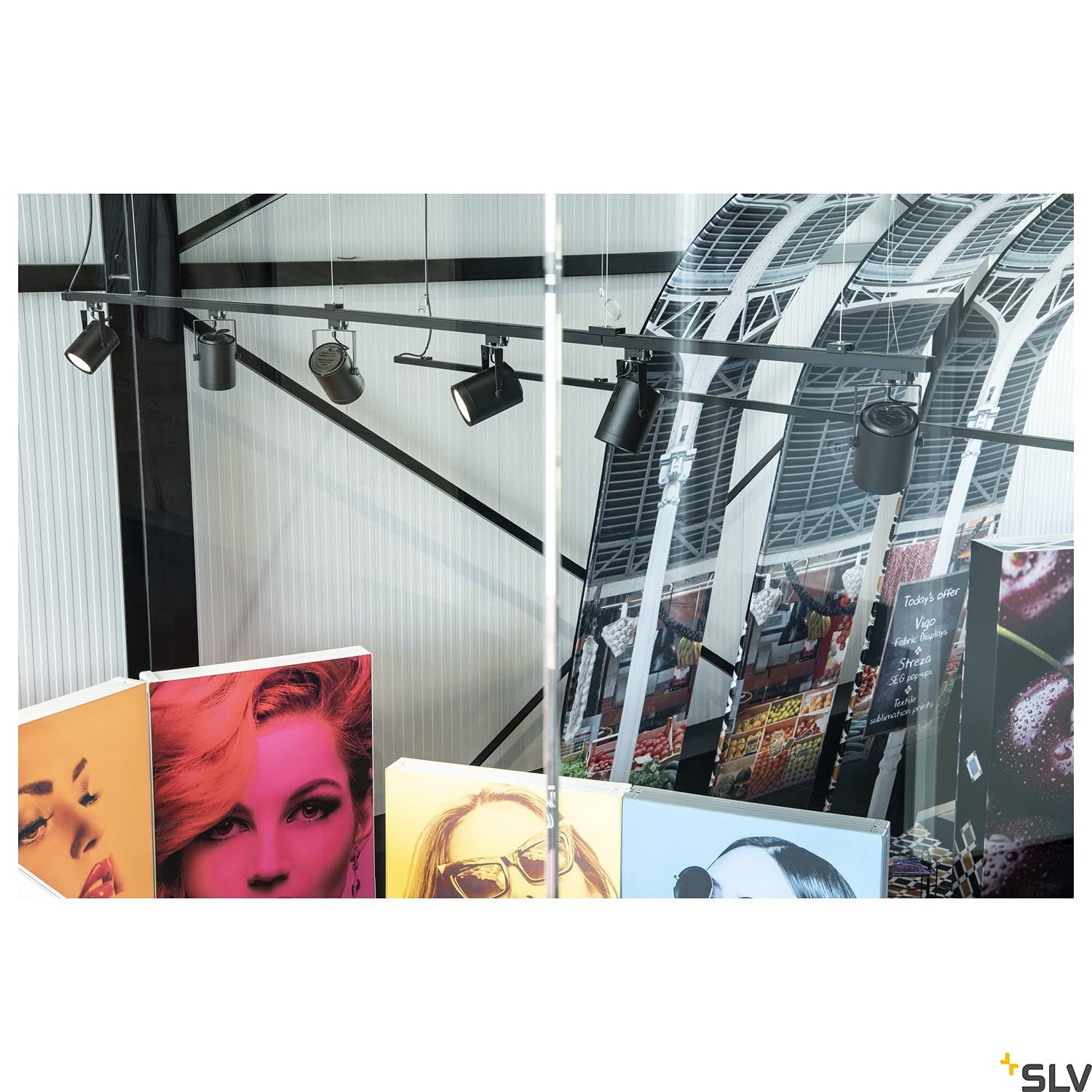 SLV Lampa do trójfazowego systemu oświetleniowego EURO SPOT SLV/oświetlenie sufitowe, oświetlenie sufitu, system szynowy, oświetlenie wewnętrzne / GU10 75 W, kolor czarny