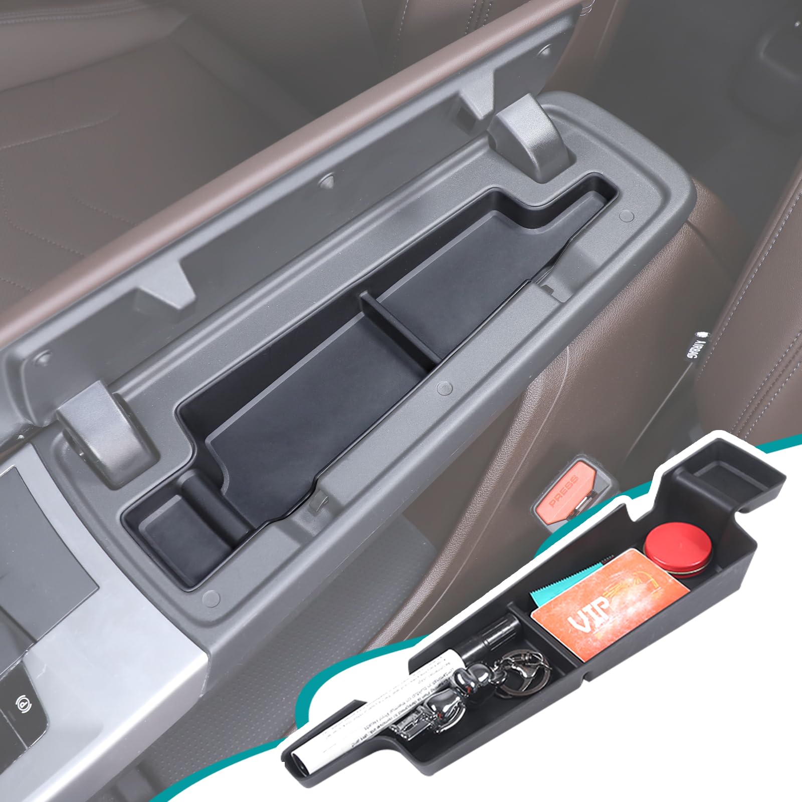 Armrest Organizer Compatible with BMW X1 U11 2023 2024 Console Tray armrest Secondary Storage Box, armrest Box Accessories（Black）