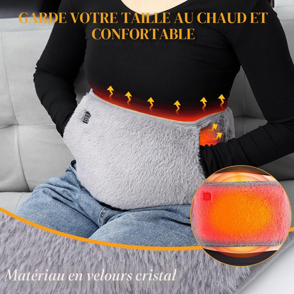 Ceinture Chauffante Electrique, Ceinture Chauffante Lombaire avec poches pour les mains, contrôle de la température à trois niveaux pour les douleurs au dos, à l'abdomen et à la taille