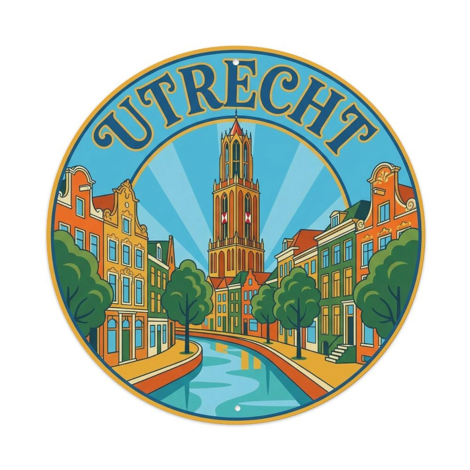 Netherlands Vintage Travel Utrecht Metal Tin Sign