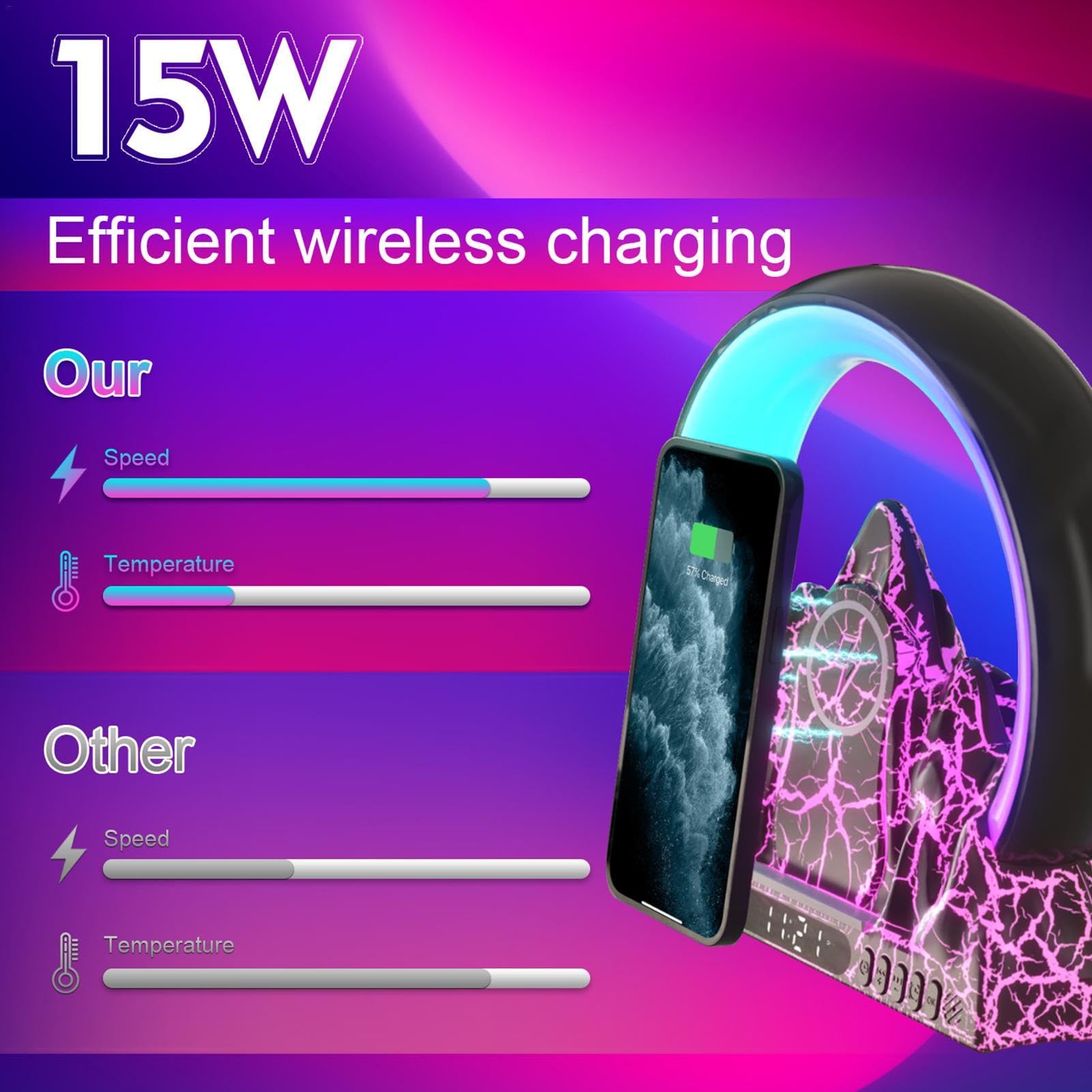 Lampada da tavolo con caricatore senza fili, lampada atmosferica con | ricarica wireless | 15 W lampada di ricarica wireless per comodino - illuminazione ambientale, luce notturna, sveglia portati