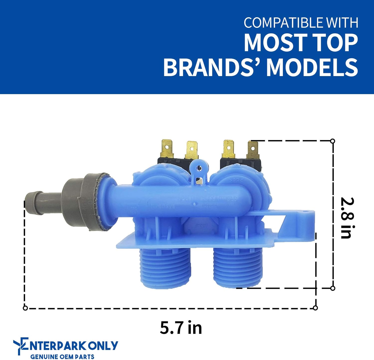 Enterpark 8181694 (CW-551) Washing Machine Water Inlet Valve replaces 461970201551, 8181694, AP3128776, AP6011714, PS11744913, PS391478 and WP8181694