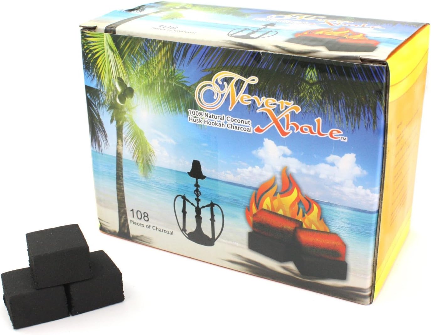 108pc Natural Coconut Husk Hookah Charcoal Coal