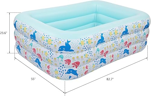 Miniatura 4 de Pequeña piscina inflable de plástico para el patio trasero para la familia, mini piscina sobre el suelo, para jardín, fiesta al aire libre, playa