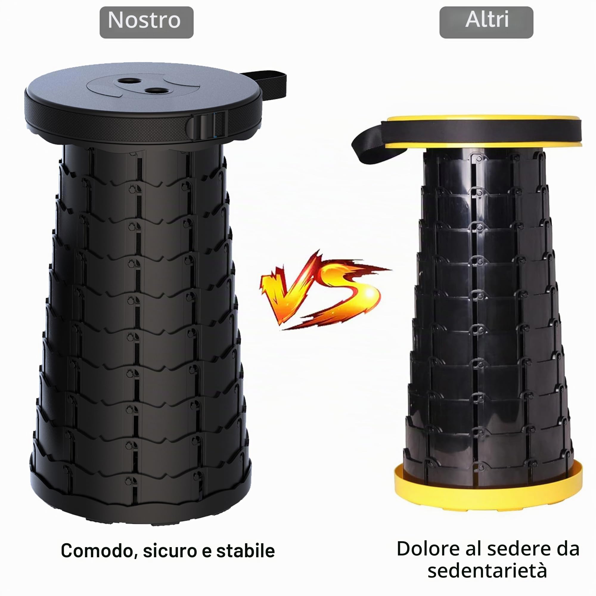 Sgabello Pieghevole Portatile Sgabello Campeggio Regolabile Sgabello Da Campeggio Per Pesca Campeggio Escursione Trekking Carico Massimo 200kg