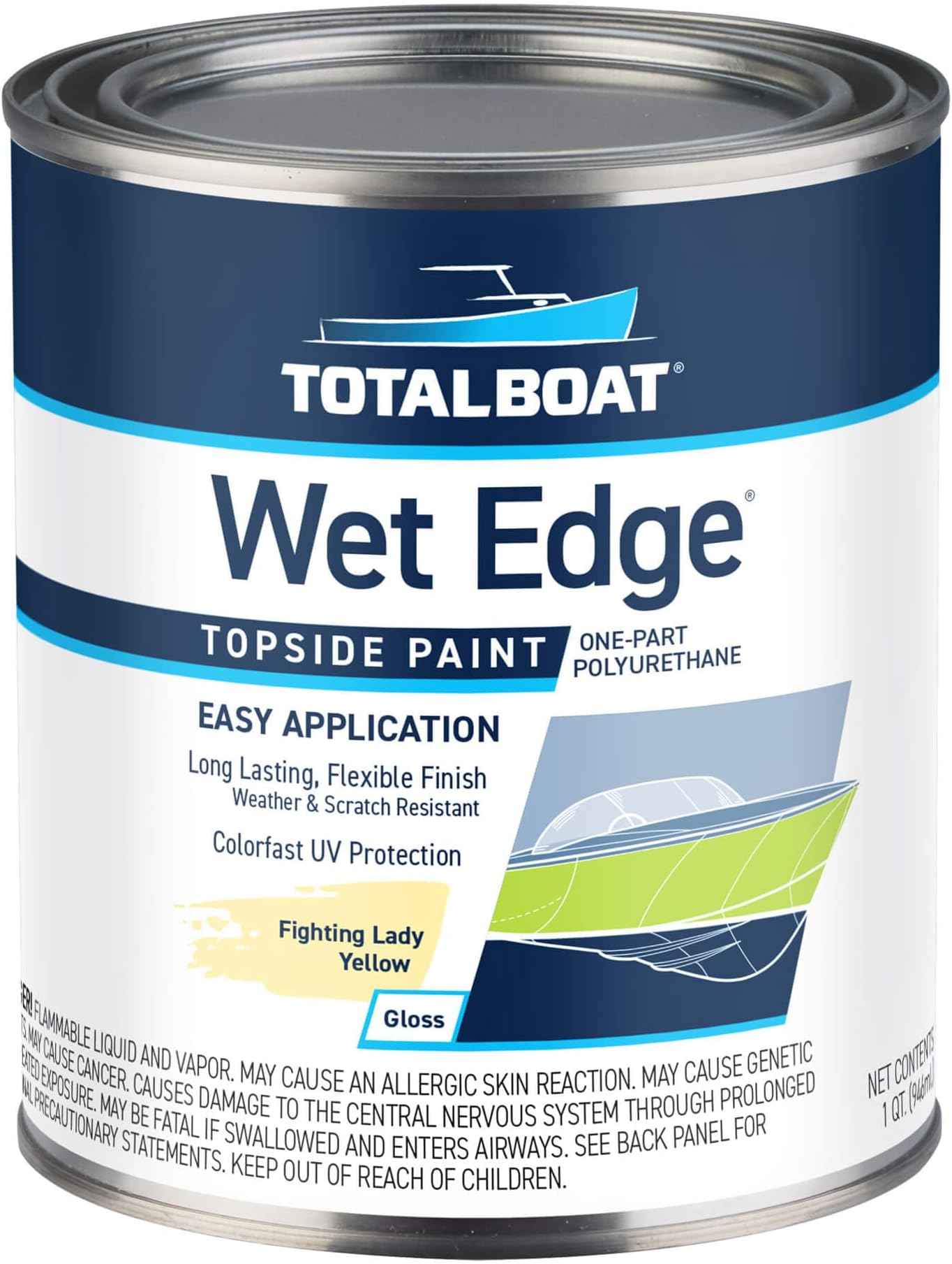 TotalBoat Wet Edge Topside Paint (Fighting Lady Yellow, Quart)