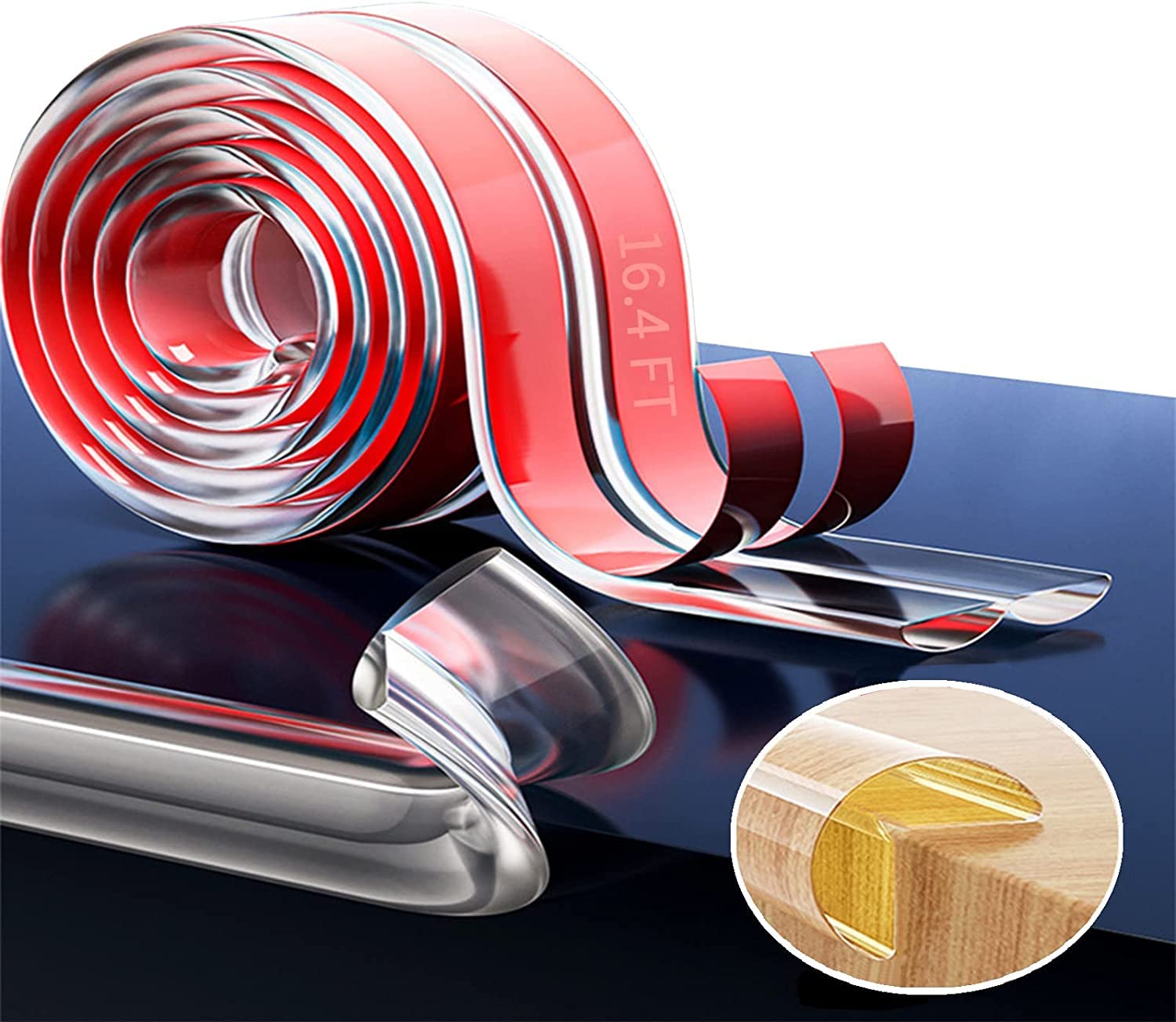 WE-CEF Baby Proofing Clear Edge Protector Strip for BabyTable Corner Protectors Guards with Strong Pre-Tape Adhesive, Soft Silicone,Stair