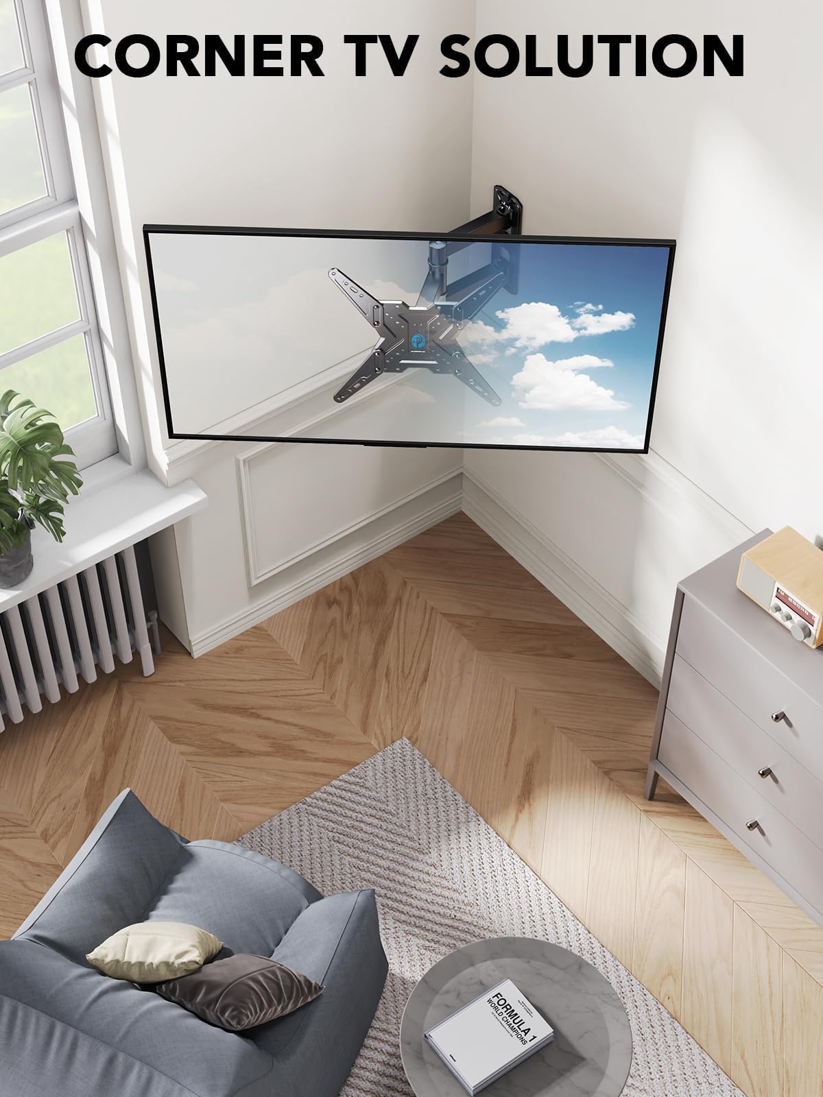 Pipishell Soporte de pared para TV para la mayoría de televisores de 26, 32, 50, 55-60 pulgadas, soporte de TV de movimiento completo con giro, inclinación y extensión, soporte de pared de un solo
