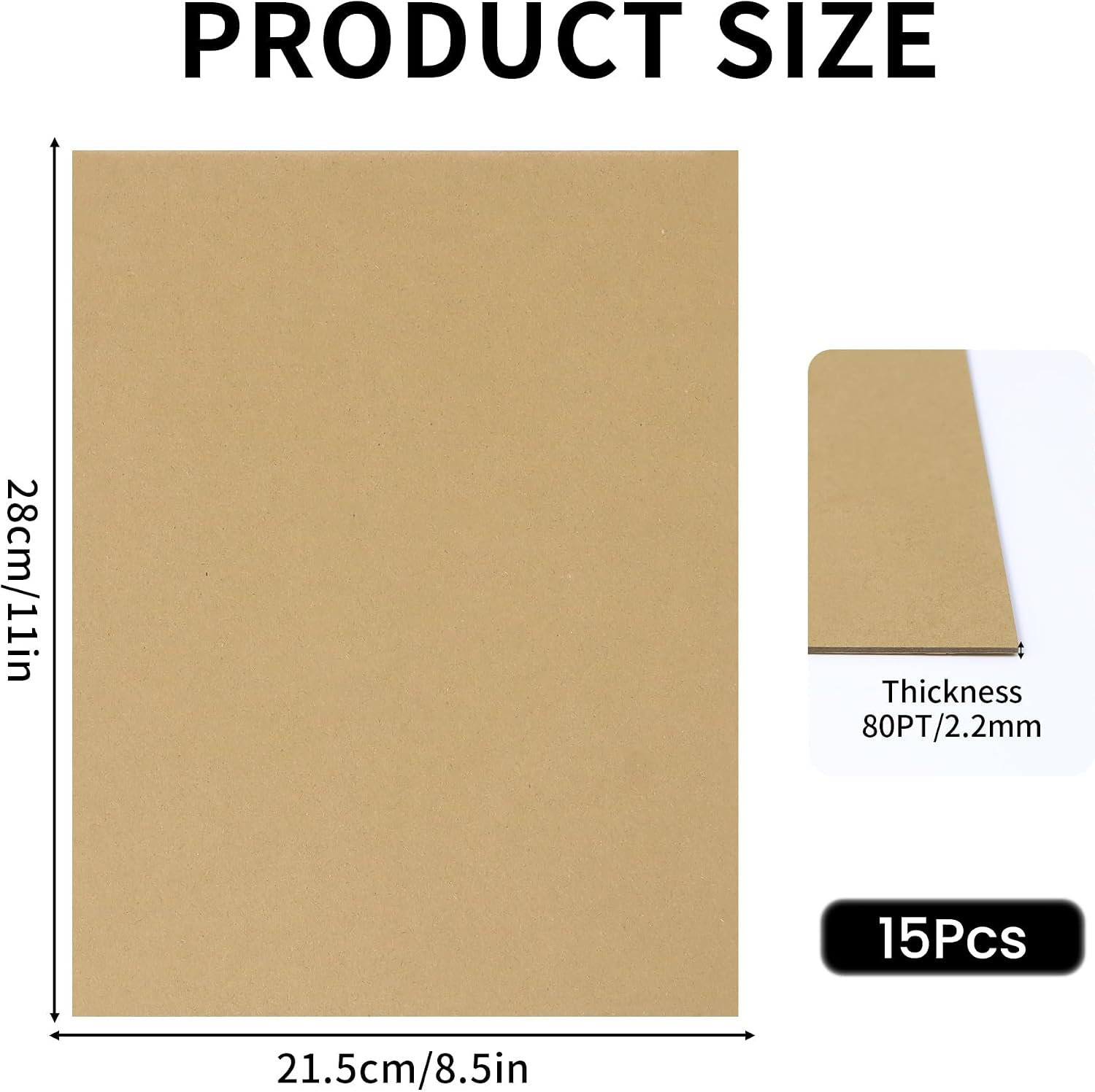 Chipboard Sheets 8.5"x 11" -15 Sheets, 80 PT Book Binding, Scrapbooking, Art Projects, and Packaging (Brown 15PCS)
