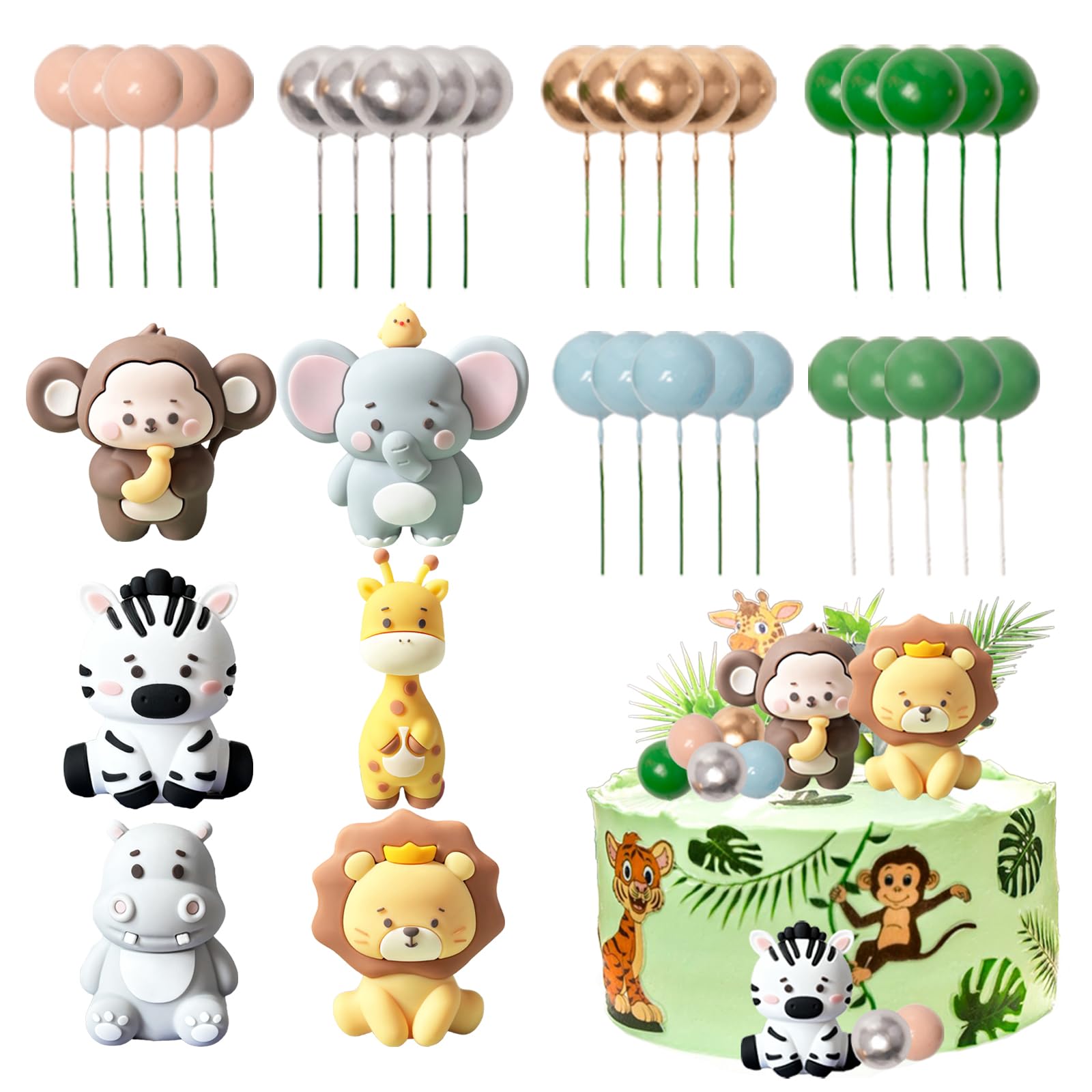36 Pezzi Decorazioni Torta Compleanno Animali Giungla Decorazioni Torte Animali Safari Topper Torta Animali Decorazioni Torta Tema Giungla Decorazione per Torta Zoo per Feste di Compleanno